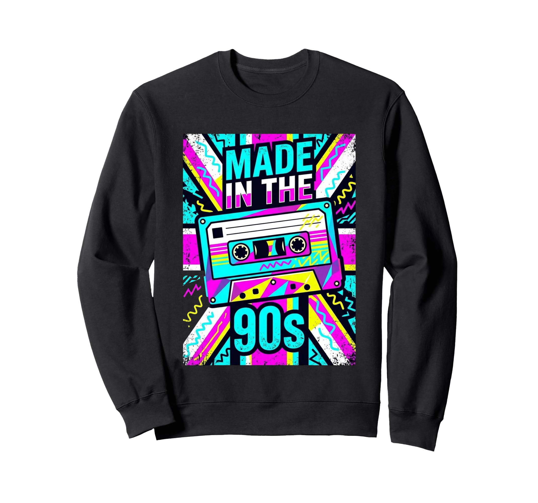 90S Cassette Tape Geometric Sweatshirt - Casual Everyday Wear Unisex - T-Shirt, Sweatshirt, Hoodie