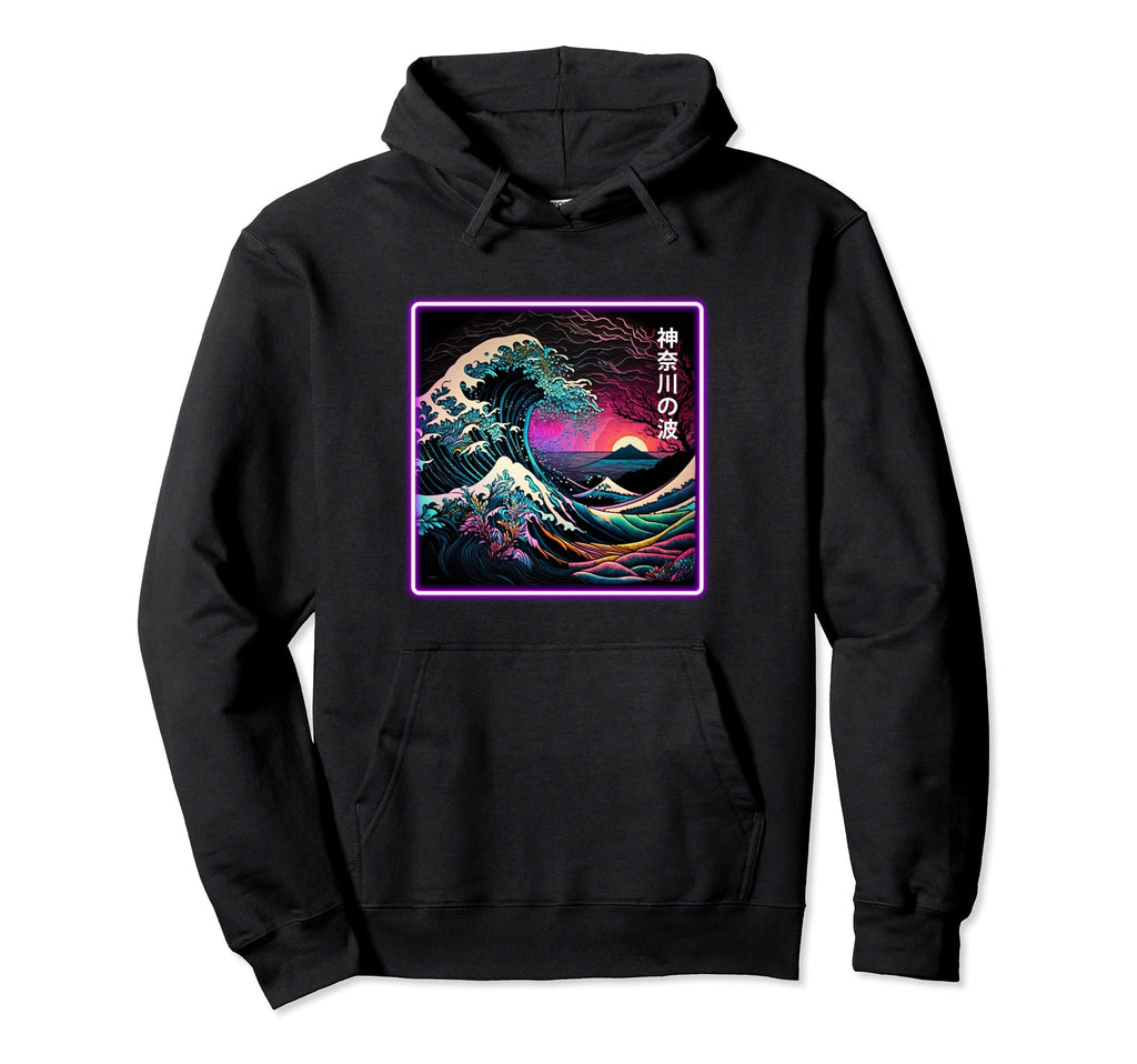 Great Wave Kanagawa Vaporwave Hoodie - Novelty Apparel for Adults - T-Shirt, Sweatshirt, Hoodie