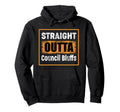 Straight Outta Council Bluffs Iowa Usa Hoodie - Graphic Print for Adults - T-Shirt, Sweatshirt, Hoodie