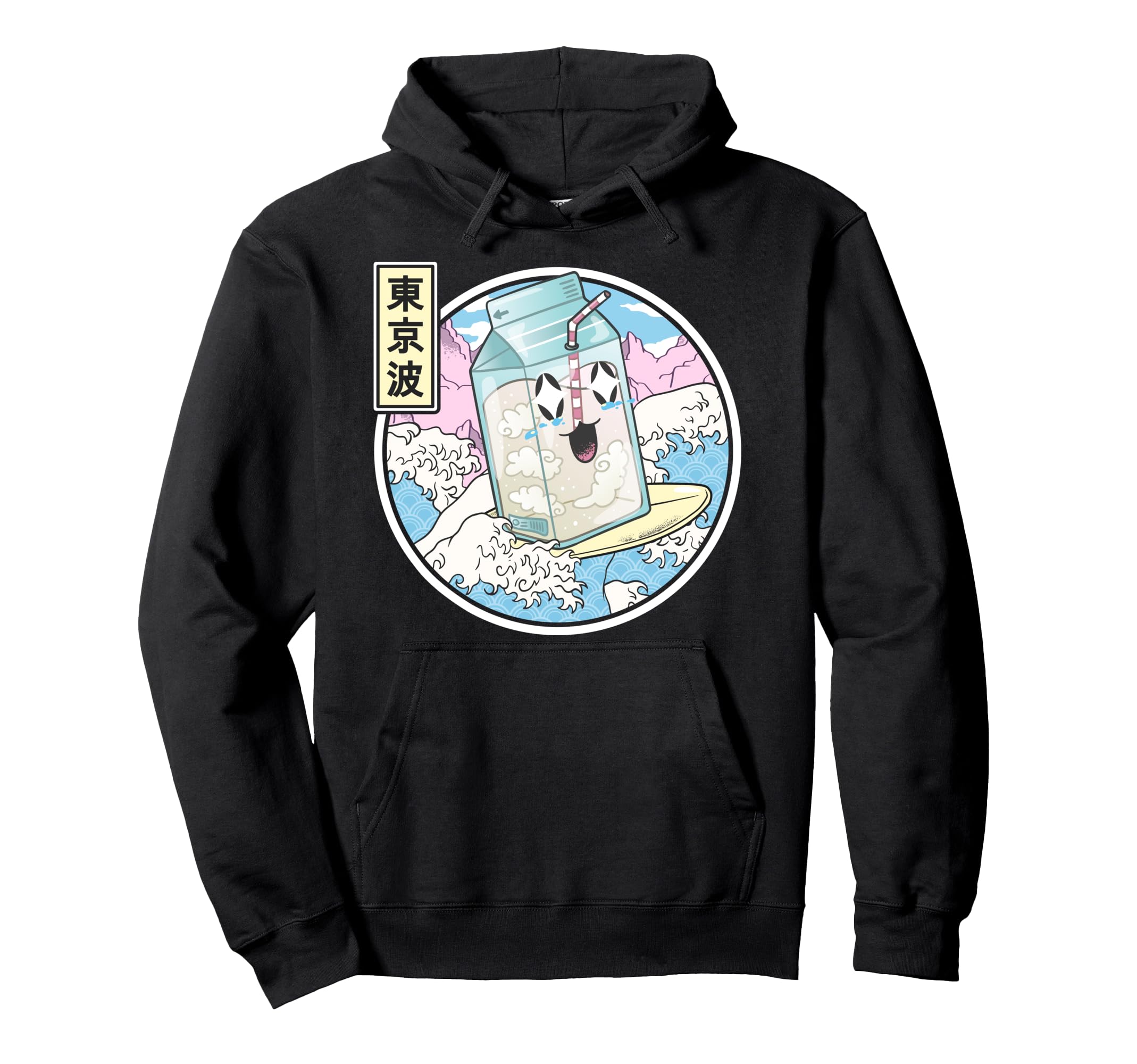 Surfing Milk Carton Japanese Wave Hoodie - Aesthetic Graphic for Adults - T-Shirt, Sweatshirt, Hoodie