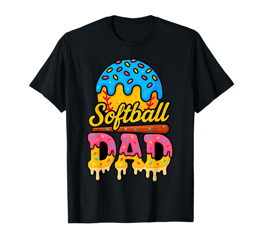 Ice Cream Drip Softball Dad Game Day Dad T-Shirt - Unique Graphic Unisex - T-Shirt, Sweatshirt, Hoodie