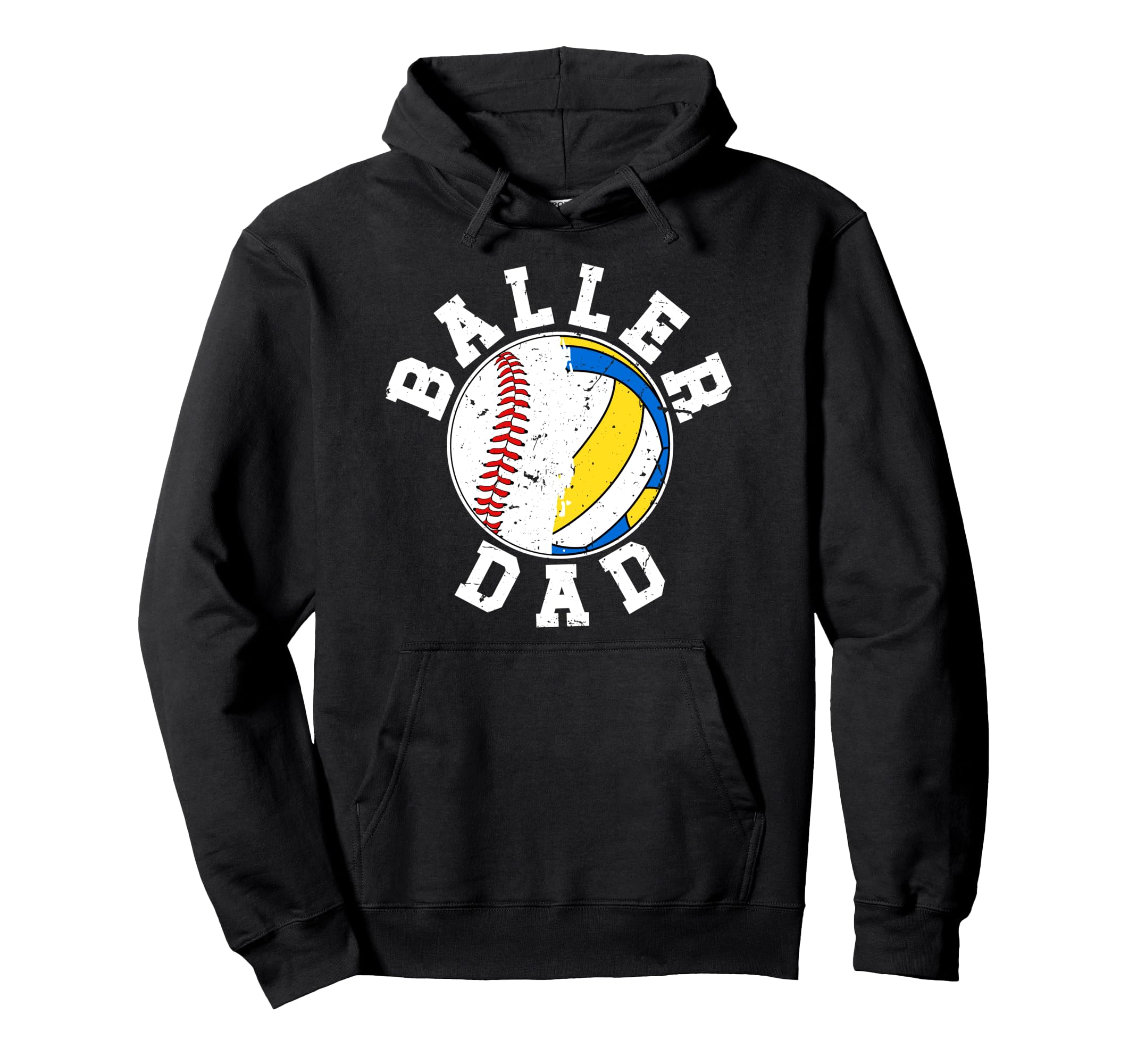 Baller Dad Proud Baseball Volleyball Hoodie - Custom Art Print for Adults - T-Shirt, Sweatshirt, Hoodie