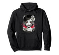 Horror Anime Goth Oni Mask Creepy Hoodie - Minimalist Print Men Women - T-Shirt, Sweatshirt, Hoodie