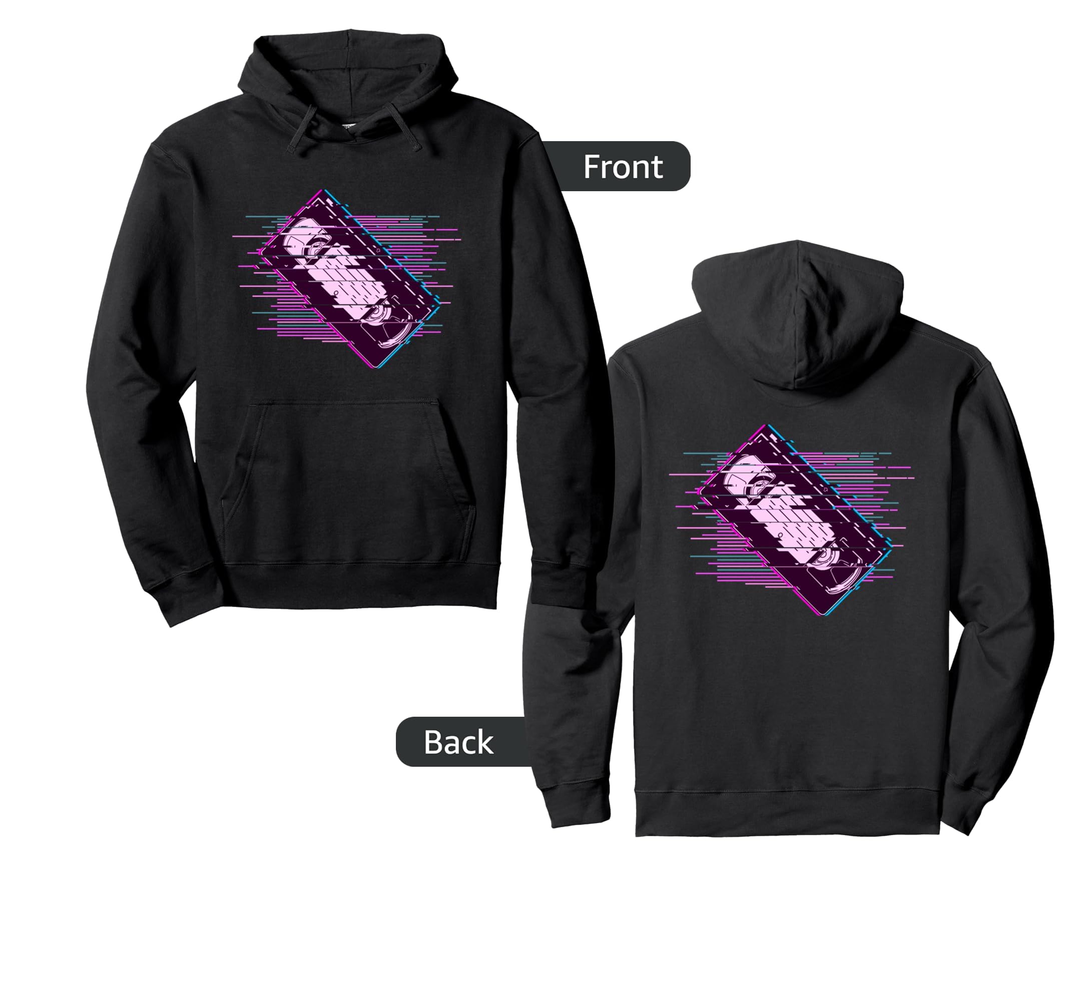 Pixelated Video Cassette Vaporwave Hoodie - Aesthetic Graphic for Adults - T-Shirt, Sweatshirt, Hoodie