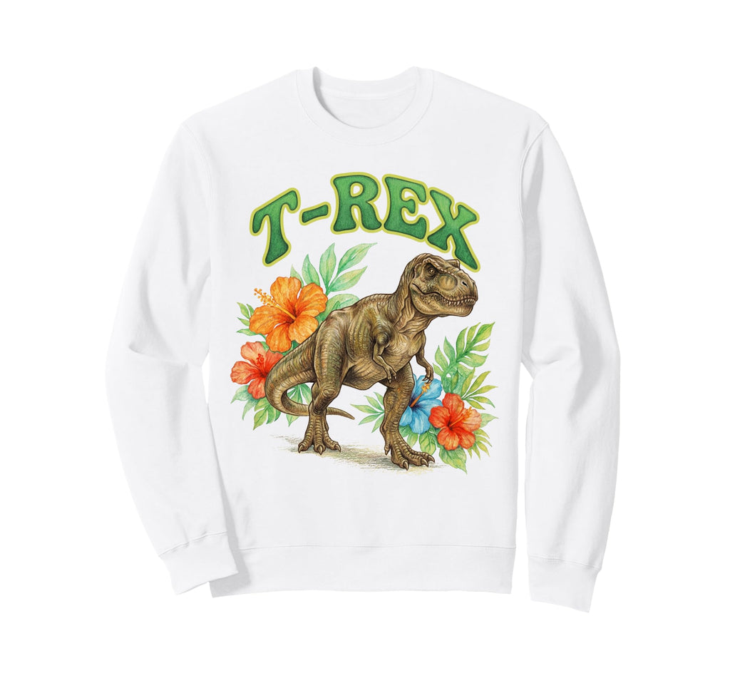 T Rex Groovy Floral Tyrannosaurus Rex Sweatshirt - Custom Art Print Unisex - T-Shirt, Sweatshirt, Hoodie
