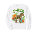 T Rex Groovy Floral Tyrannosaurus Rex Sweatshirt - Custom Art Print Unisex - T-Shirt, Sweatshirt, Hoodie