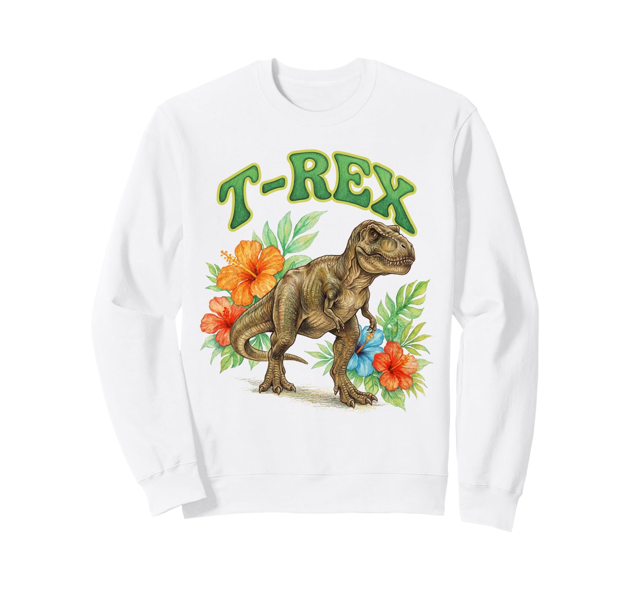 T Rex Groovy Floral Tyrannosaurus Rex Sweatshirt - Custom Art Print Unisex - T-Shirt, Sweatshirt, Hoodie