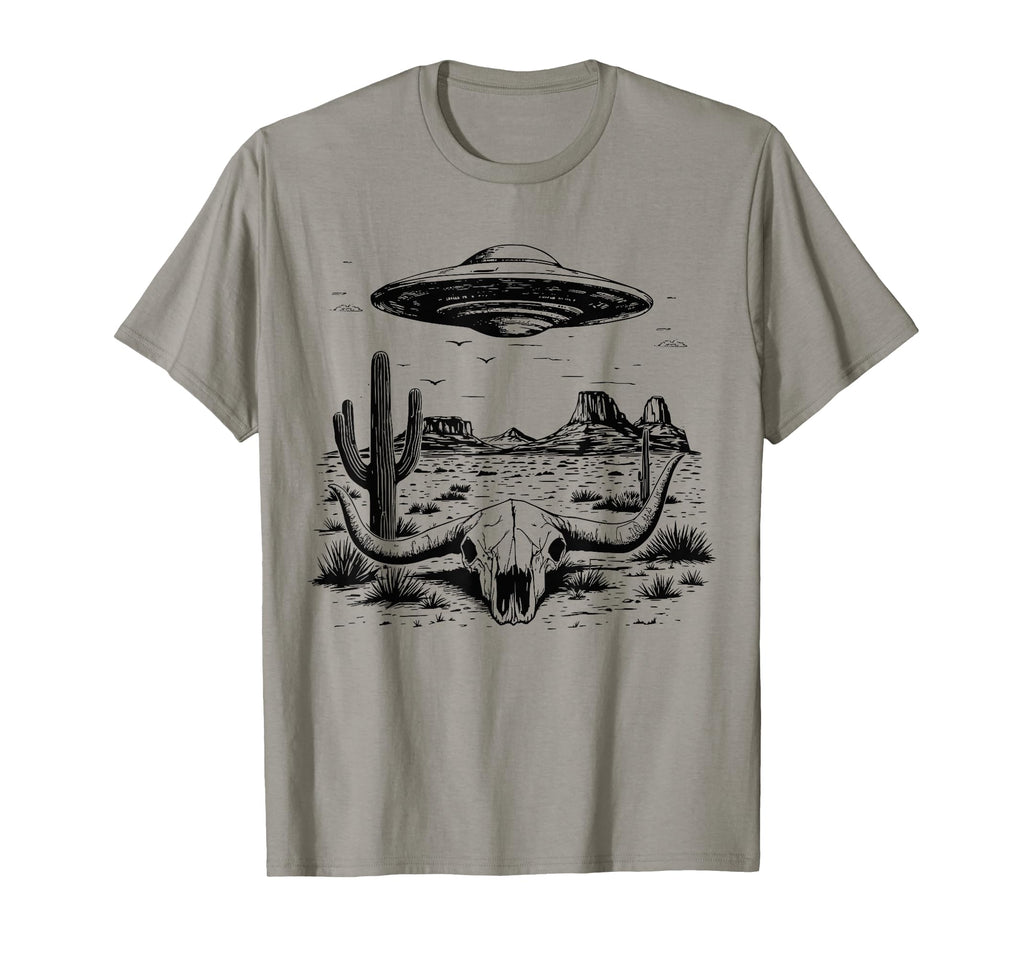 Cowboy Western Desert Alien Desert Ufo T-Shirt - Aesthetic Graphic Unisex - T-Shirt, Sweatshirt, Hoodie