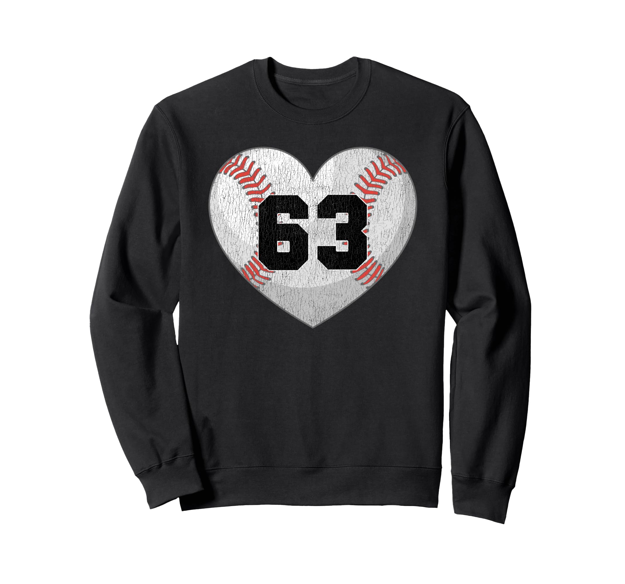 Baseball Number 63 Distressed Sweatshirt - Casual Everyday Wear Men Women - T-Shirt, Sweatshirt, Hoodie