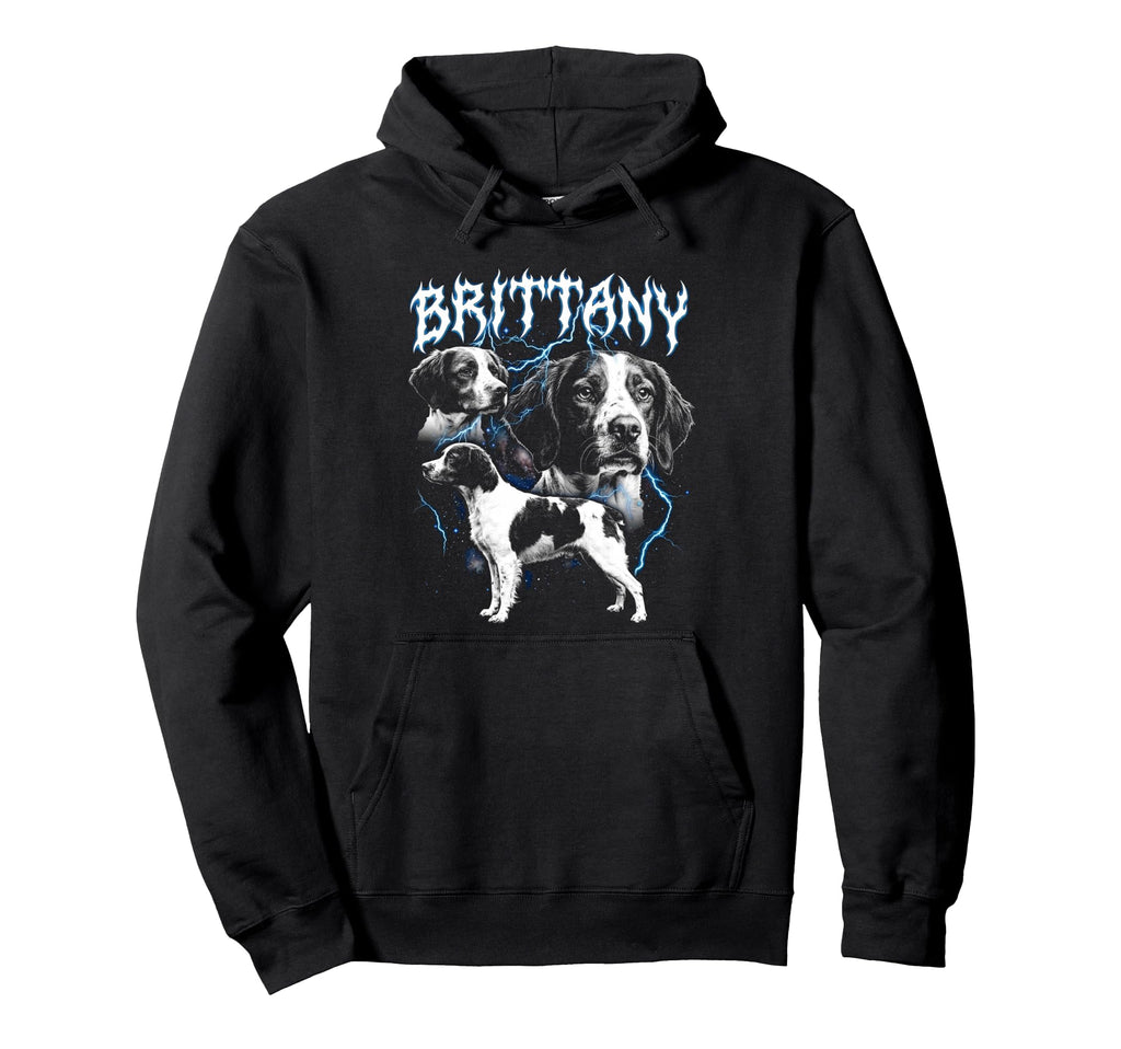Brittany 90S Heavy Metal Dog Lover Hoodie - Fun Novelty Design for Adults - T-Shirt, Sweatshirt, Hoodie