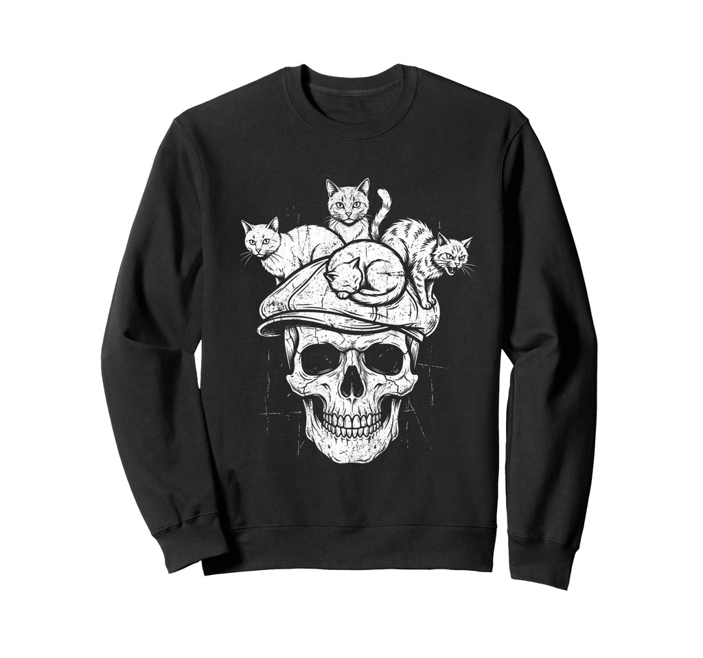 Skull Cat Skeleton Kitty Kitten Sweatshirt - Streetwear Style Unisex - T-Shirt, Sweatshirt, Hoodie