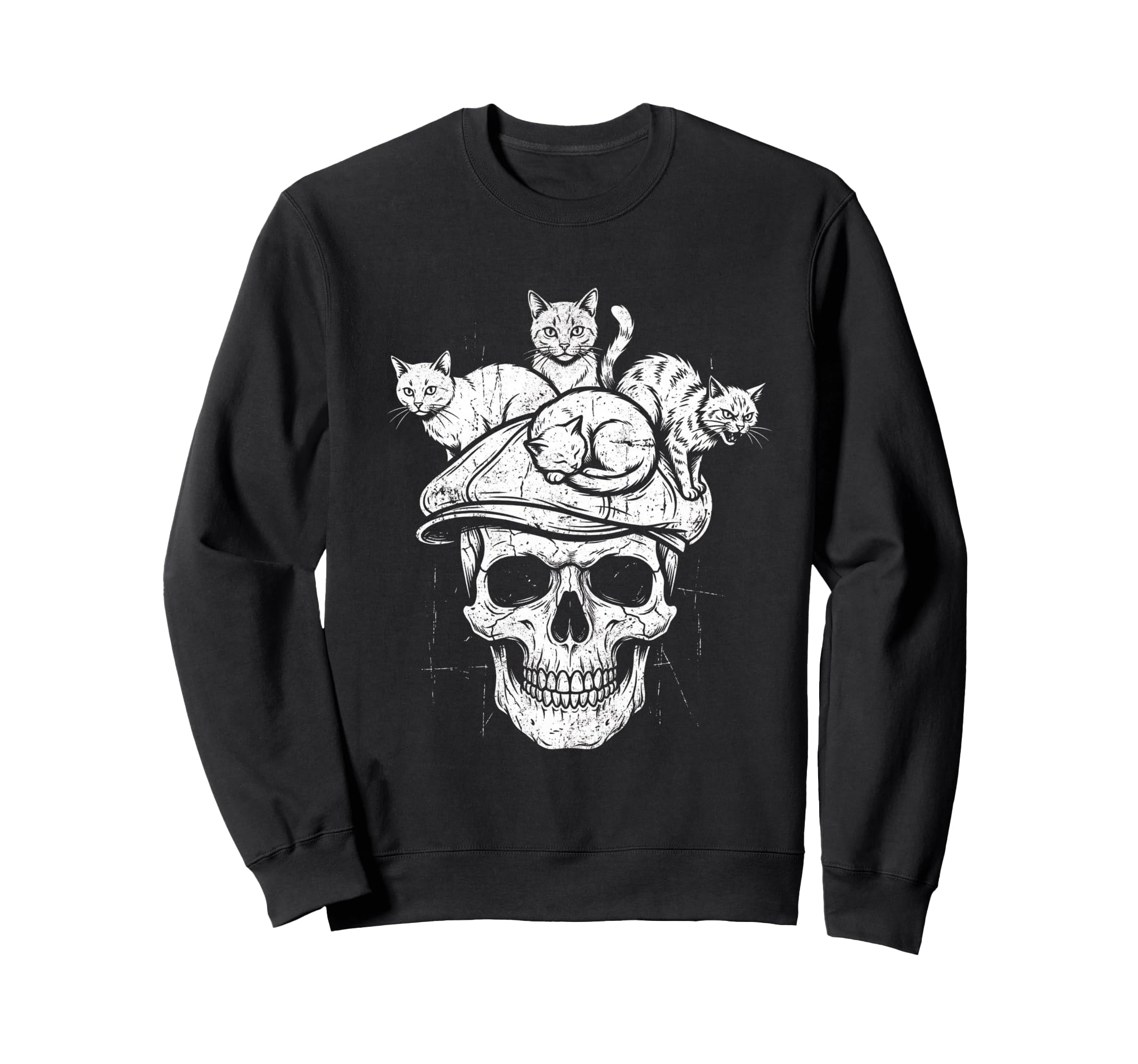 Skull Cat Skeleton Kitty Kitten Sweatshirt - Streetwear Style Unisex - T-Shirt, Sweatshirt, Hoodie