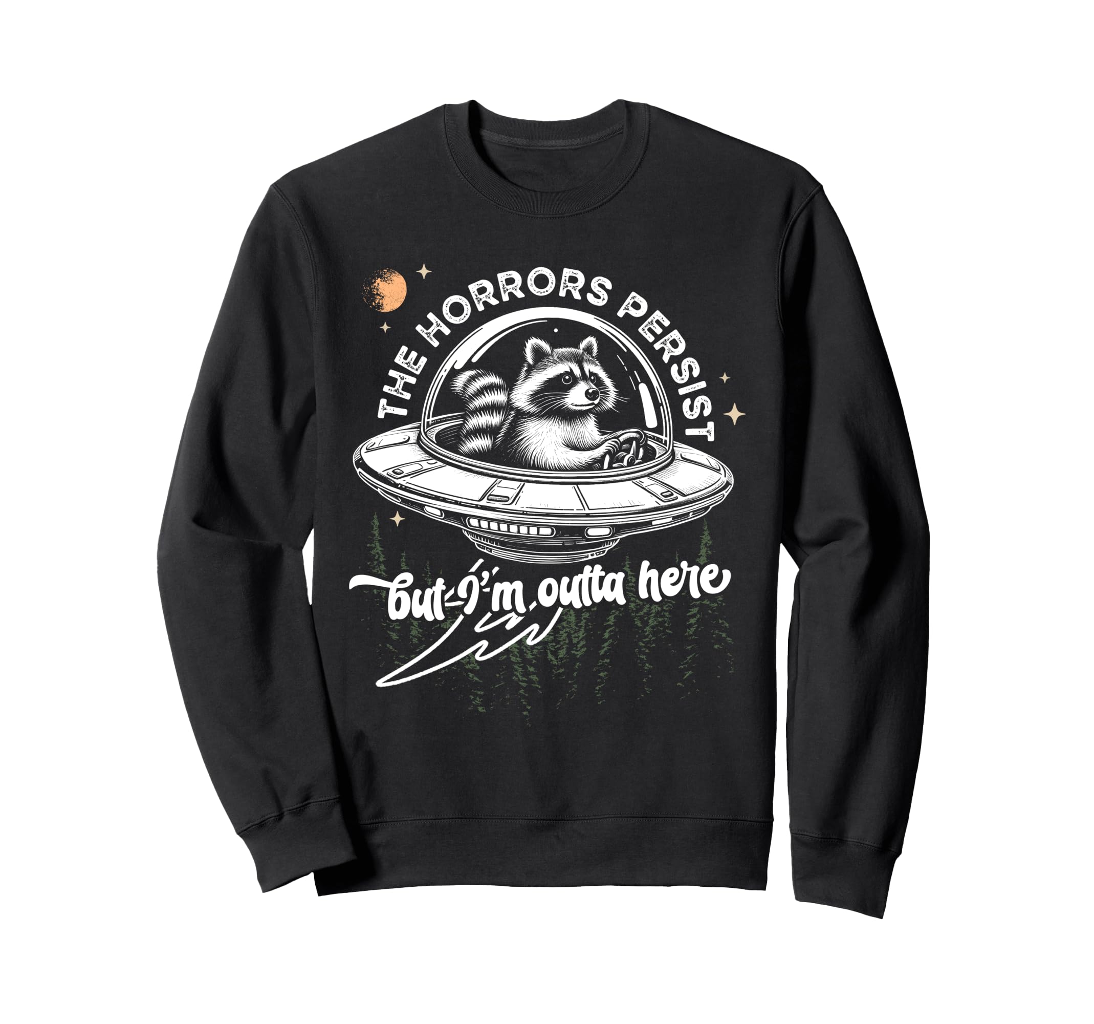 Funny Raccoon Space Trash Panda Sweatshirt - Minimalist Print Unisex - T-Shirt, Sweatshirt, Hoodie