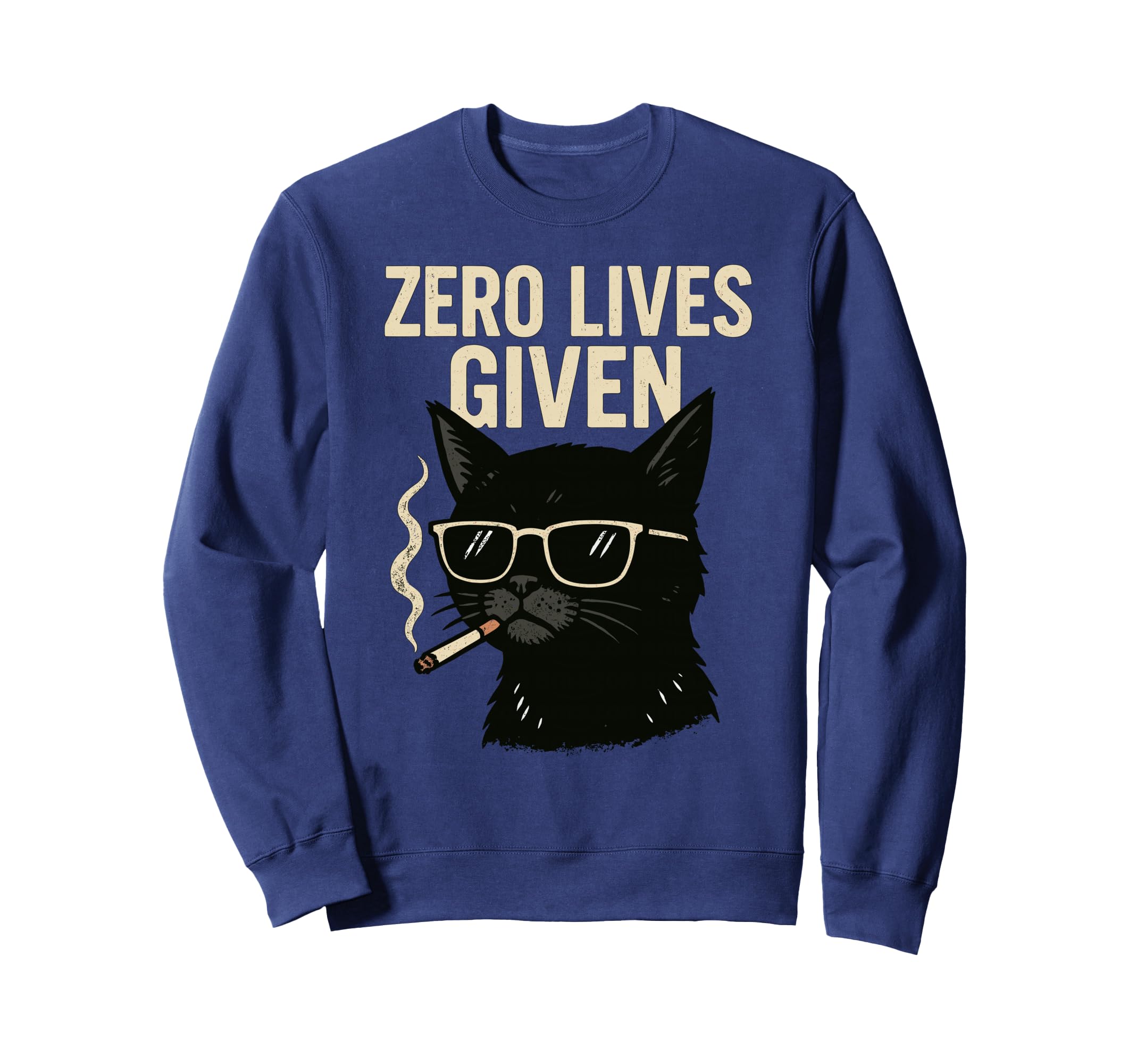 Rebellious Black Cat Smoking Zero Sweatshirt - Custom Art Print for Adults - T-Shirt, Sweatshirt, Hoodie