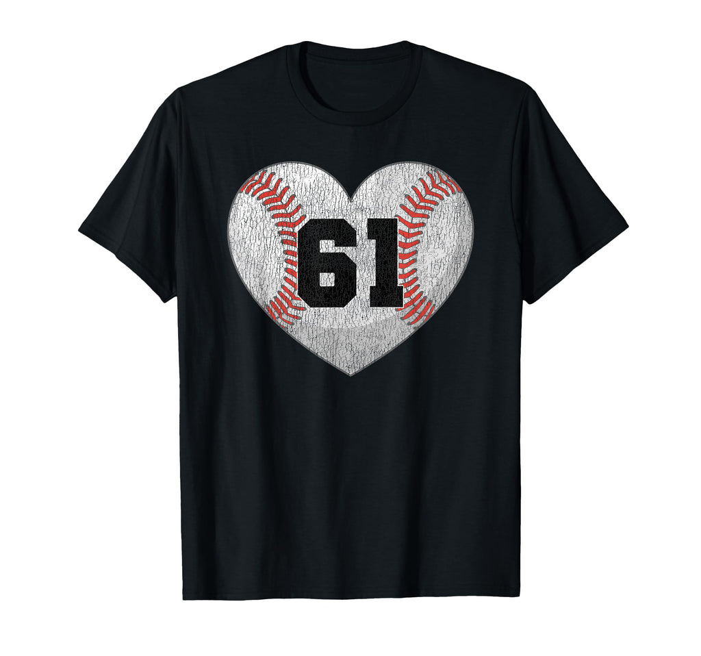 Baseball Number 61 Distressed T-Shirt - Fun Novelty Design for Adults - T-Shirt, Sweatshirt, Hoodie