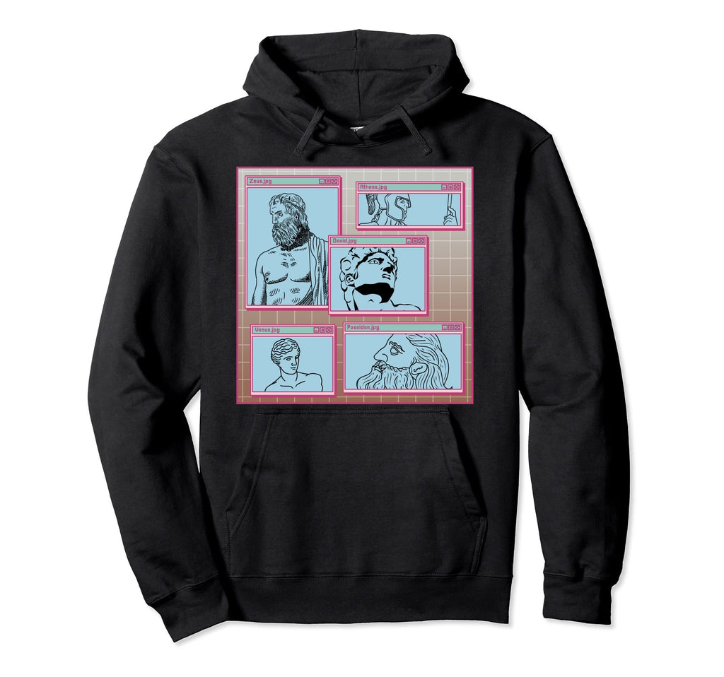 Vaporwave Aesthetic Greek Mythology Hoodie - Fun Novelty Design Men Women - T-Shirt, Sweatshirt, Hoodie