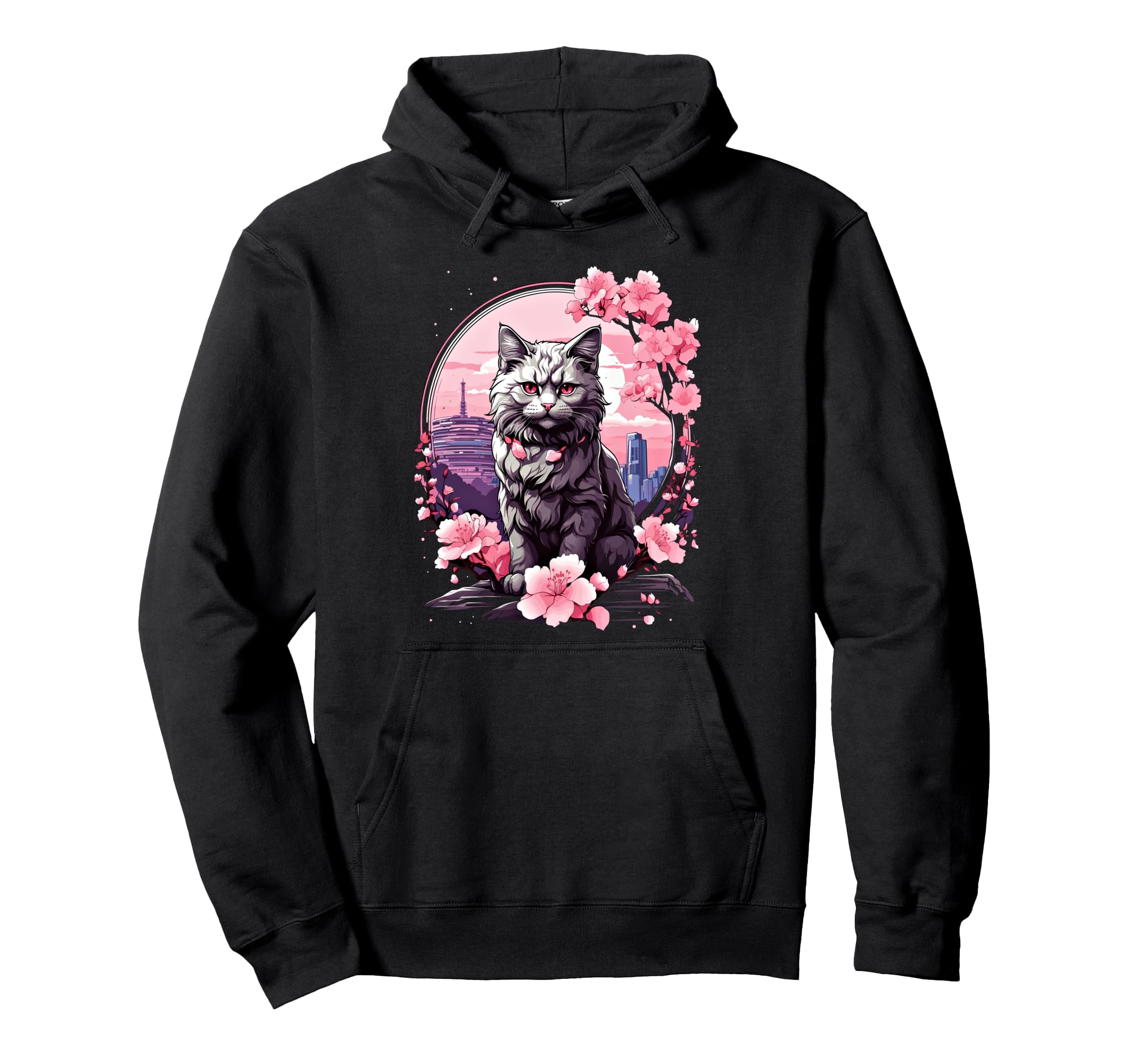 Anime Cat Japanese Vaporwave Aesthetic Hoodie - Novelty Apparel Men Women - T-Shirt, Sweatshirt, Hoodie