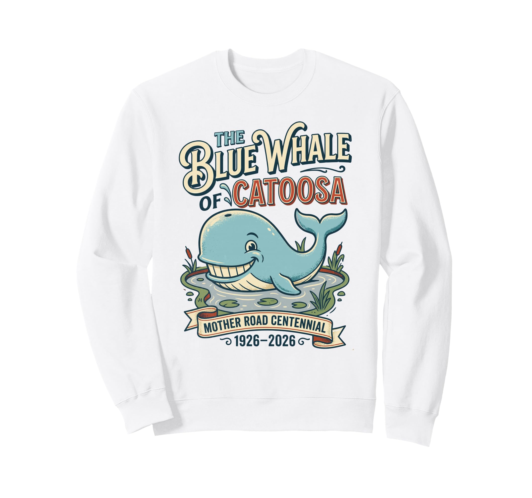 Giant Whale Route 66 Highway Sweatshirt - Fun Novelty Design for Adults - T-Shirt, Sweatshirt, Hoodie