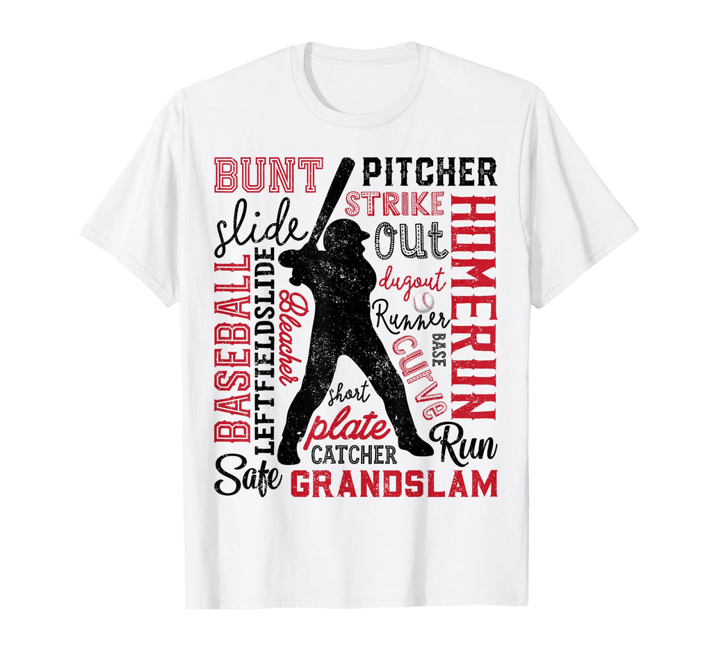 Baseball Typography Word Art Player T-Shirt - Minimalist Print Men Women - T-Shirt, Sweatshirt, Hoodie