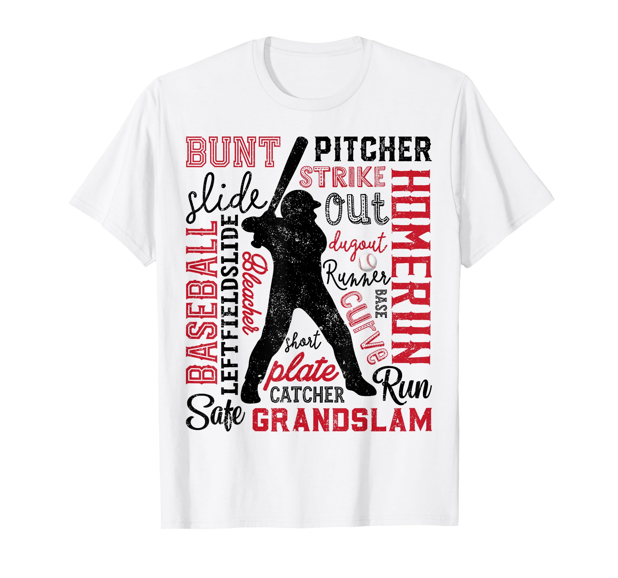 Baseball Typography Word Art Player T-Shirt - Minimalist Print Men Women - T-Shirt, Sweatshirt, Hoodie