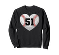 Baseball Number 51 Distressed Sweatshirt - Casual Everyday Wear Men Women - T-Shirt, Sweatshirt, Hoodie