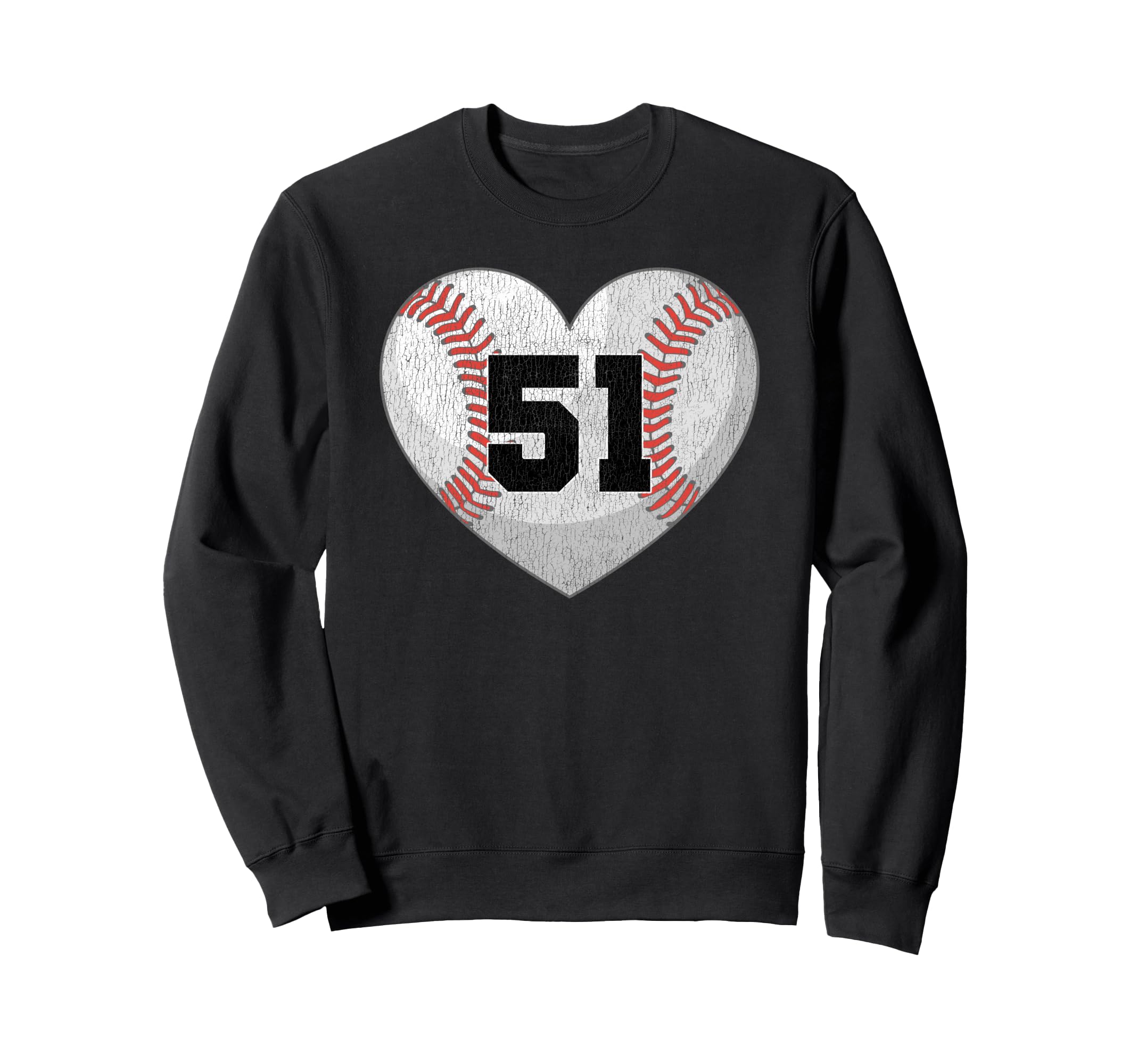 Baseball Number 51 Distressed Sweatshirt - Casual Everyday Wear Men Women - T-Shirt, Sweatshirt, Hoodie