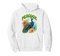 Peacock Groovy Floral Peacock Watercolor Hoodie - Unique Graphic Men Women - T-Shirt, Sweatshirt, Hoodie
