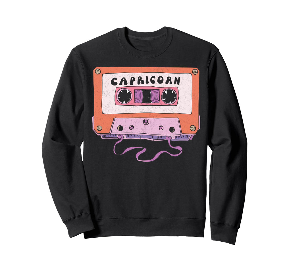 Capricorn Cassette Tape Zodiac Sweatshirt - Custom Art Print for Adults - T-Shirt, Sweatshirt, Hoodie