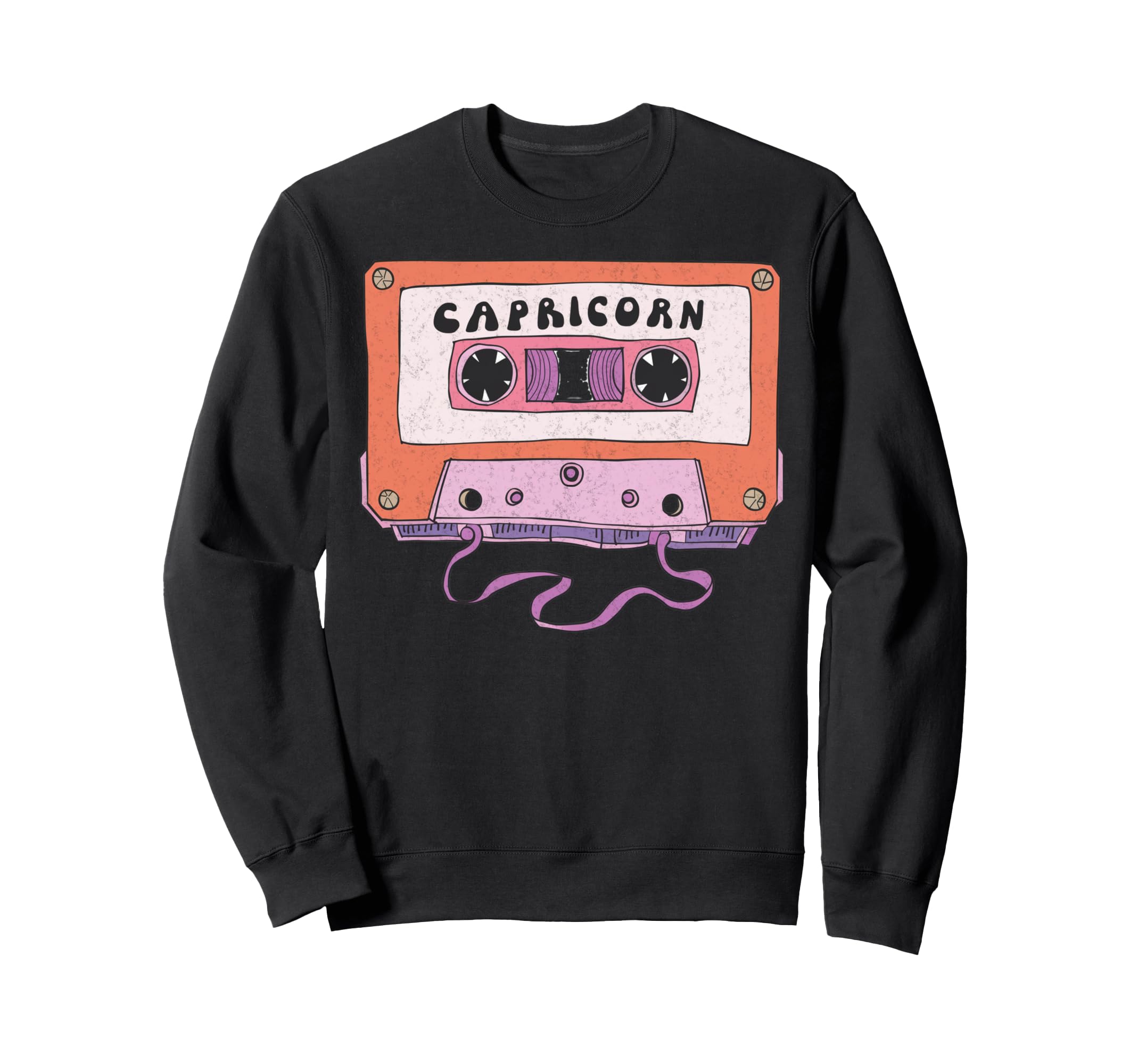 Capricorn Cassette Tape Zodiac Sweatshirt - Custom Art Print for Adults - T-Shirt, Sweatshirt, Hoodie