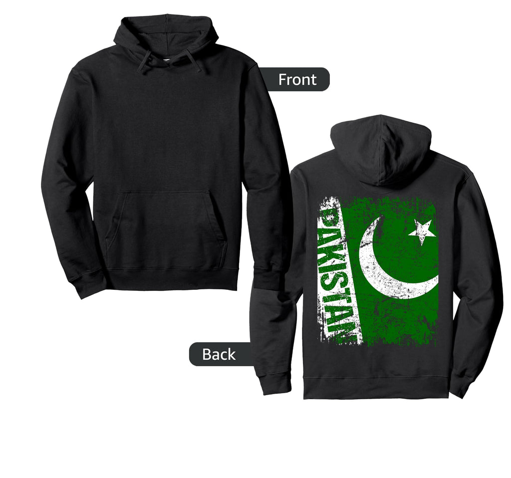 Pakistan Flag Distressed Pakistan Hoodie - Custom Art Print Unisex - T-Shirt, Sweatshirt, Hoodie