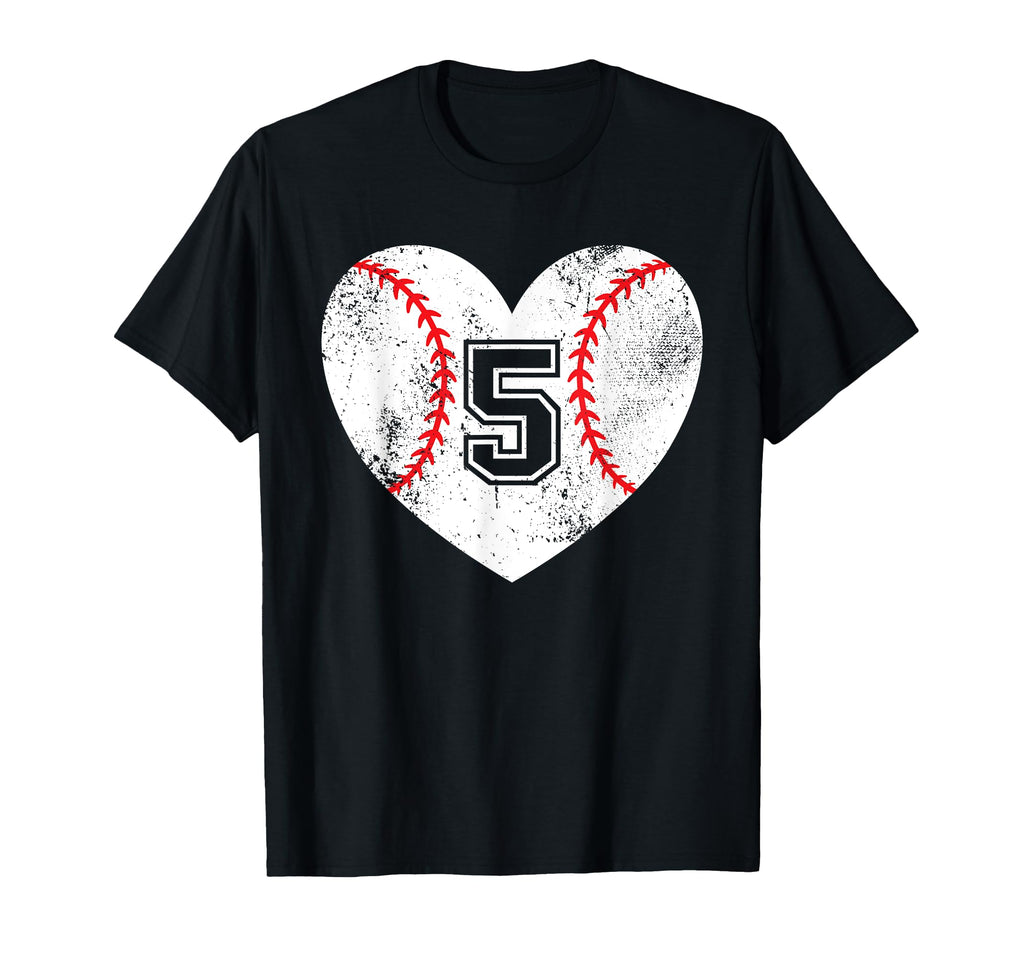Baseball Heart Player 5 Baseball Mom Dad T-Shirt - Trendy Graphic Unisex - T-Shirt, Sweatshirt, Hoodie