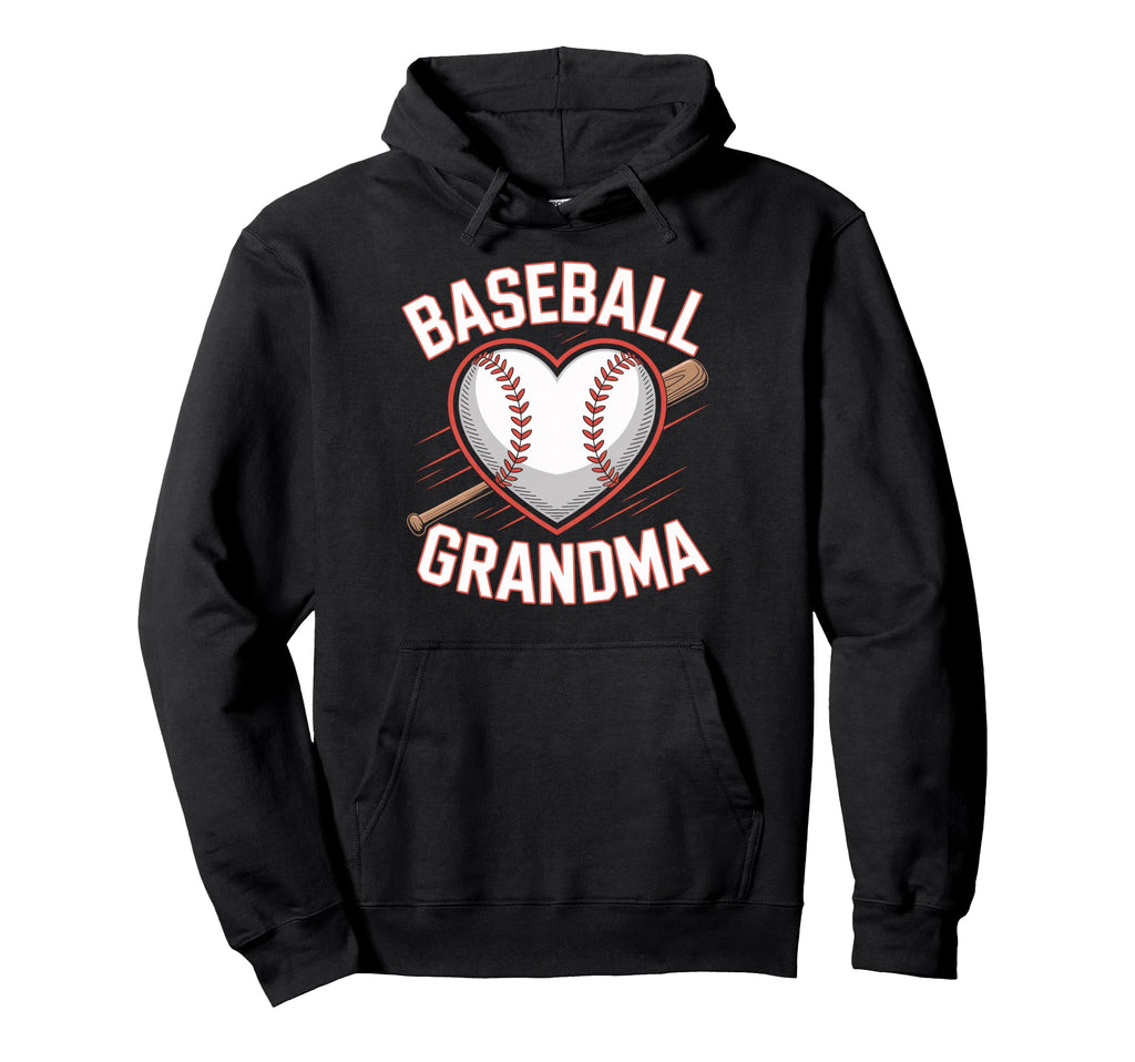 Baseball Grandma Heart Baseball Moms Hoodie - Unique Graphic for Adults - T-Shirt, Sweatshirt, Hoodie