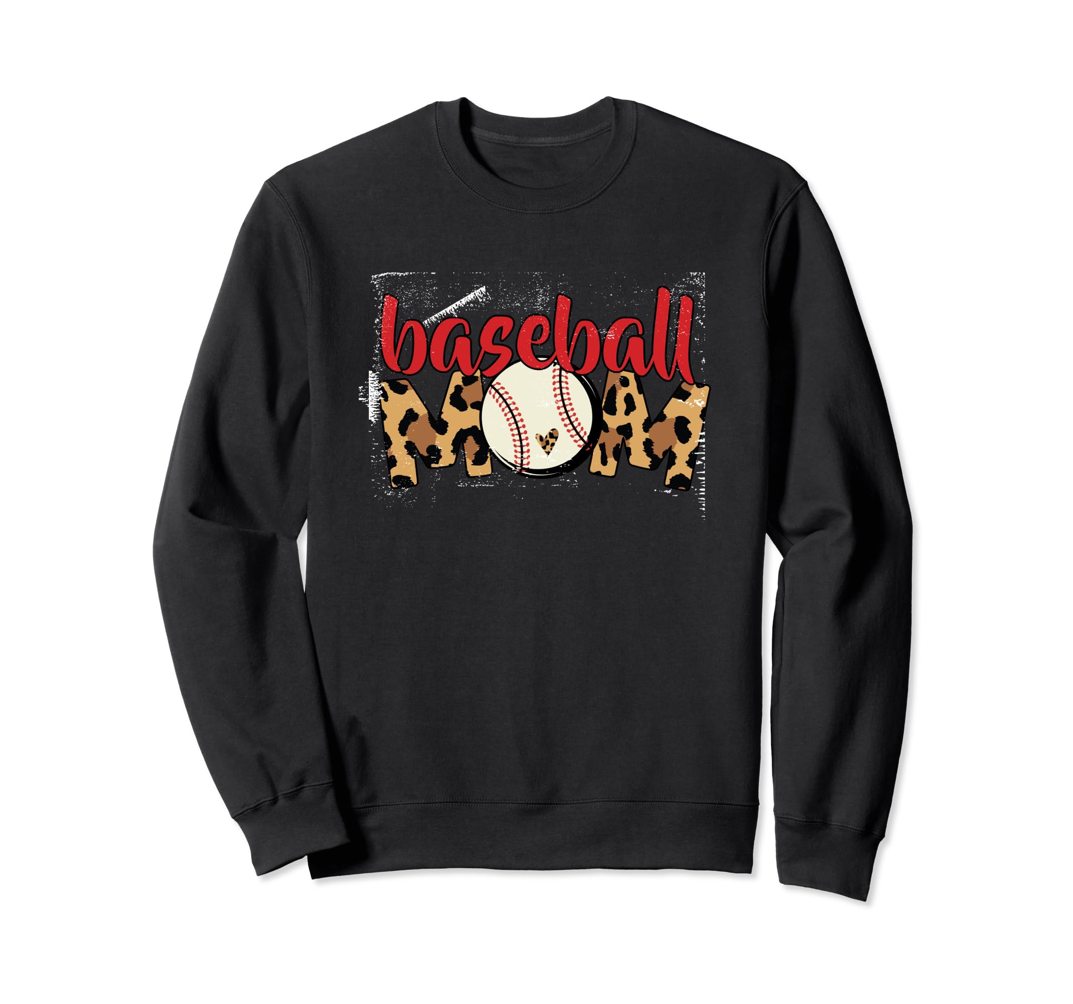 Baseball Mom Leopard Heart Sweatshirt - Custom Art Print Unisex - T-Shirt, Sweatshirt, Hoodie