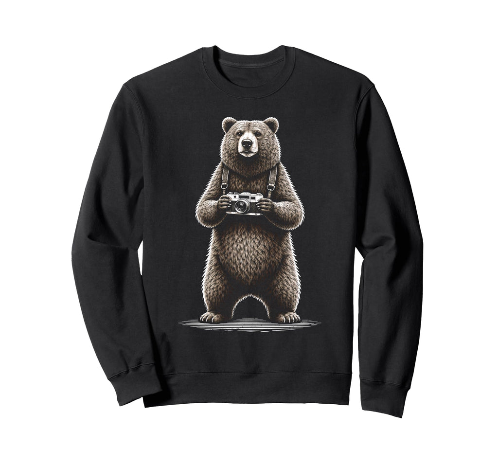 Funny Bear Photographer Camera Sweatshirt - Custom Art Print for Adults - T-Shirt, Sweatshirt, Hoodie
