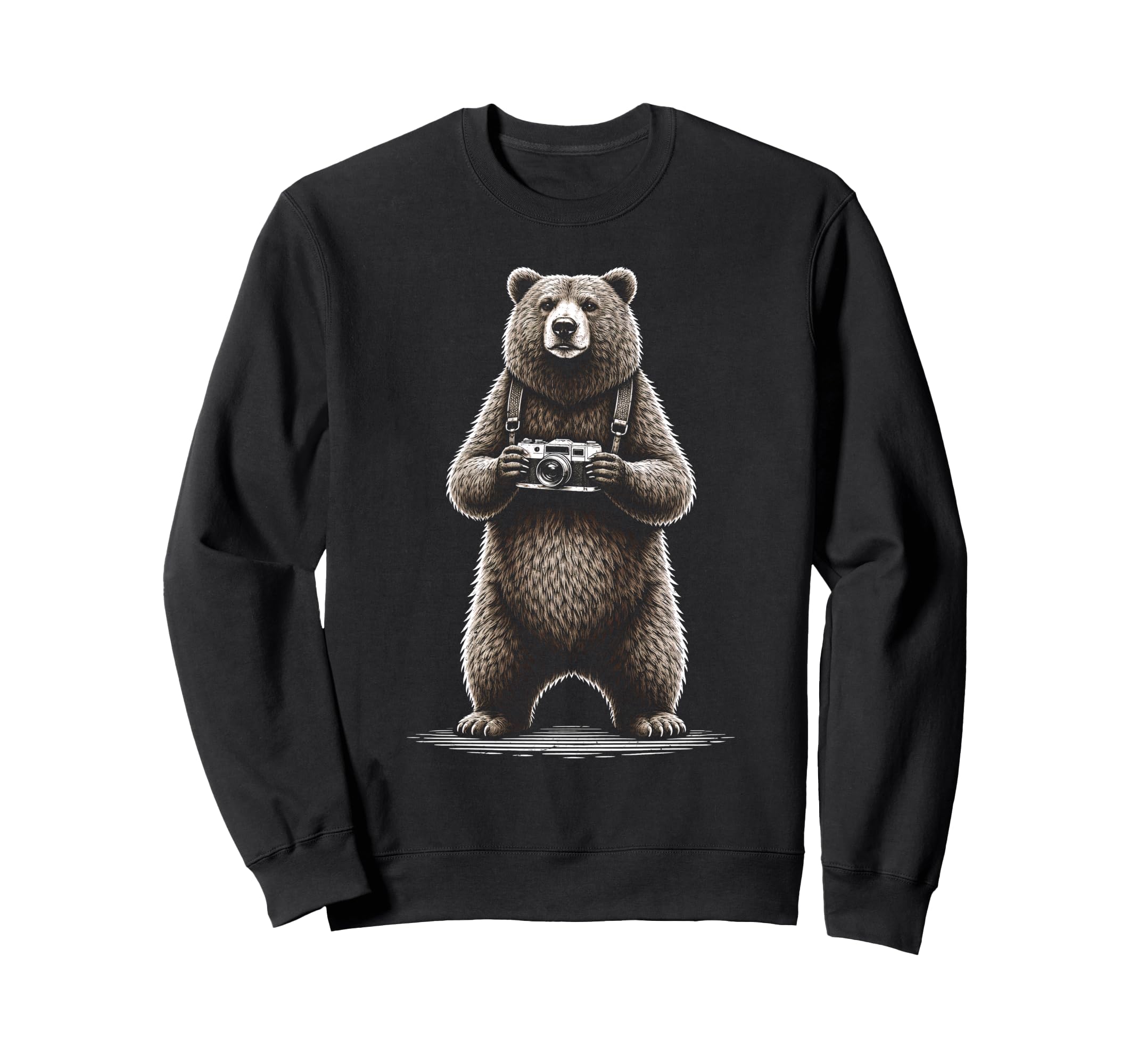 Funny Bear Photographer Camera Sweatshirt - Custom Art Print for Adults - T-Shirt, Sweatshirt, Hoodie