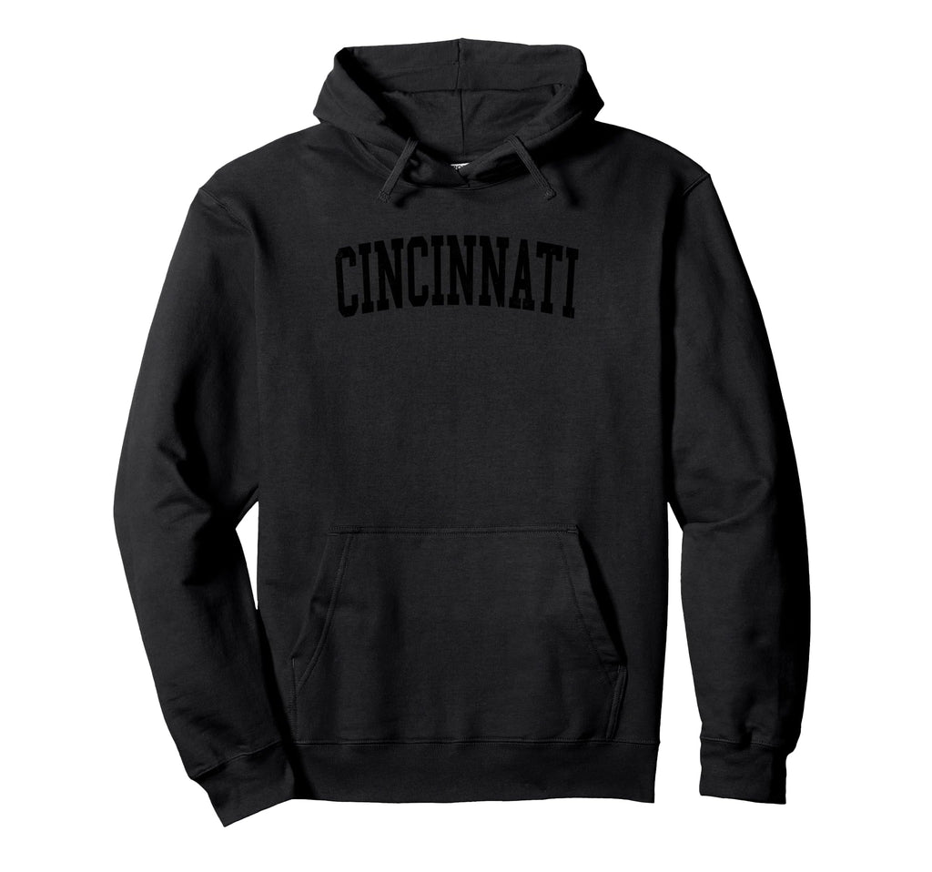 Cincinnati Oh Distressed Black Varsity Hoodie - Trendy Graphic Men Women - T-Shirt, Sweatshirt, Hoodie