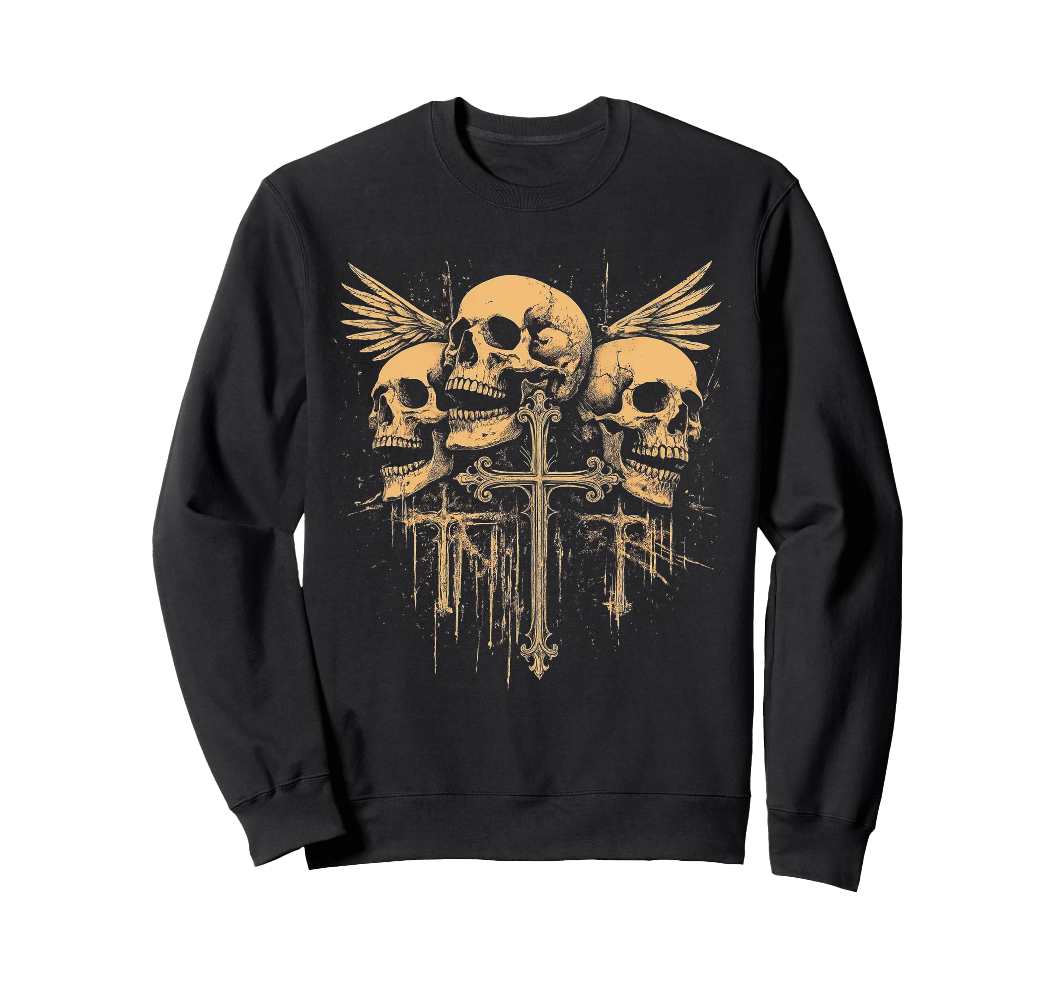 Gothic Cross Wings Y2K Alt Grunge Emo Sweatshirt - Graphic Print Unisex - T-Shirt, Sweatshirt, Hoodie