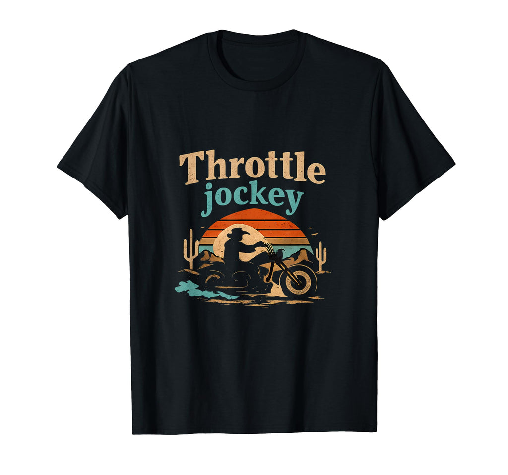 Throttle Jockey Biker Badge Cowboy Chopper T-Shirt - Novelty Apparel Unisex - T-Shirt, Sweatshirt, Hoodie