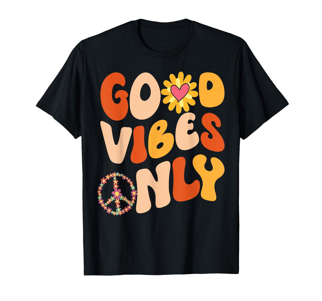 Good Vibes Only Peace Love 60S 70S Tie T-Shirt - Fun Novelty Design Unisex - T-Shirt, Sweatshirt, Hoodie