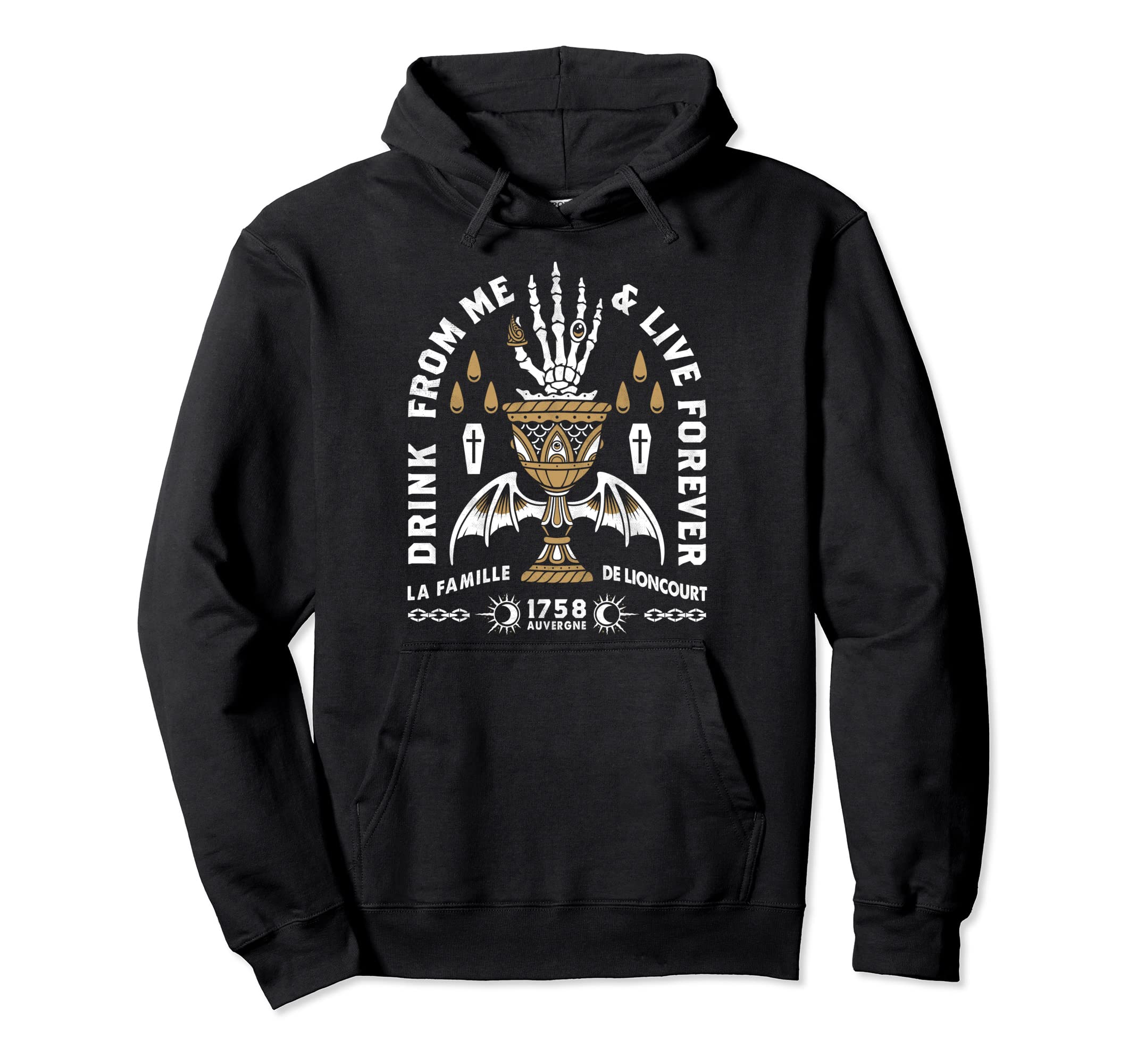 Drink From Me Vampire Distressed Hoodie - Minimalist Print Men Women - T-Shirt, Sweatshirt, Hoodie