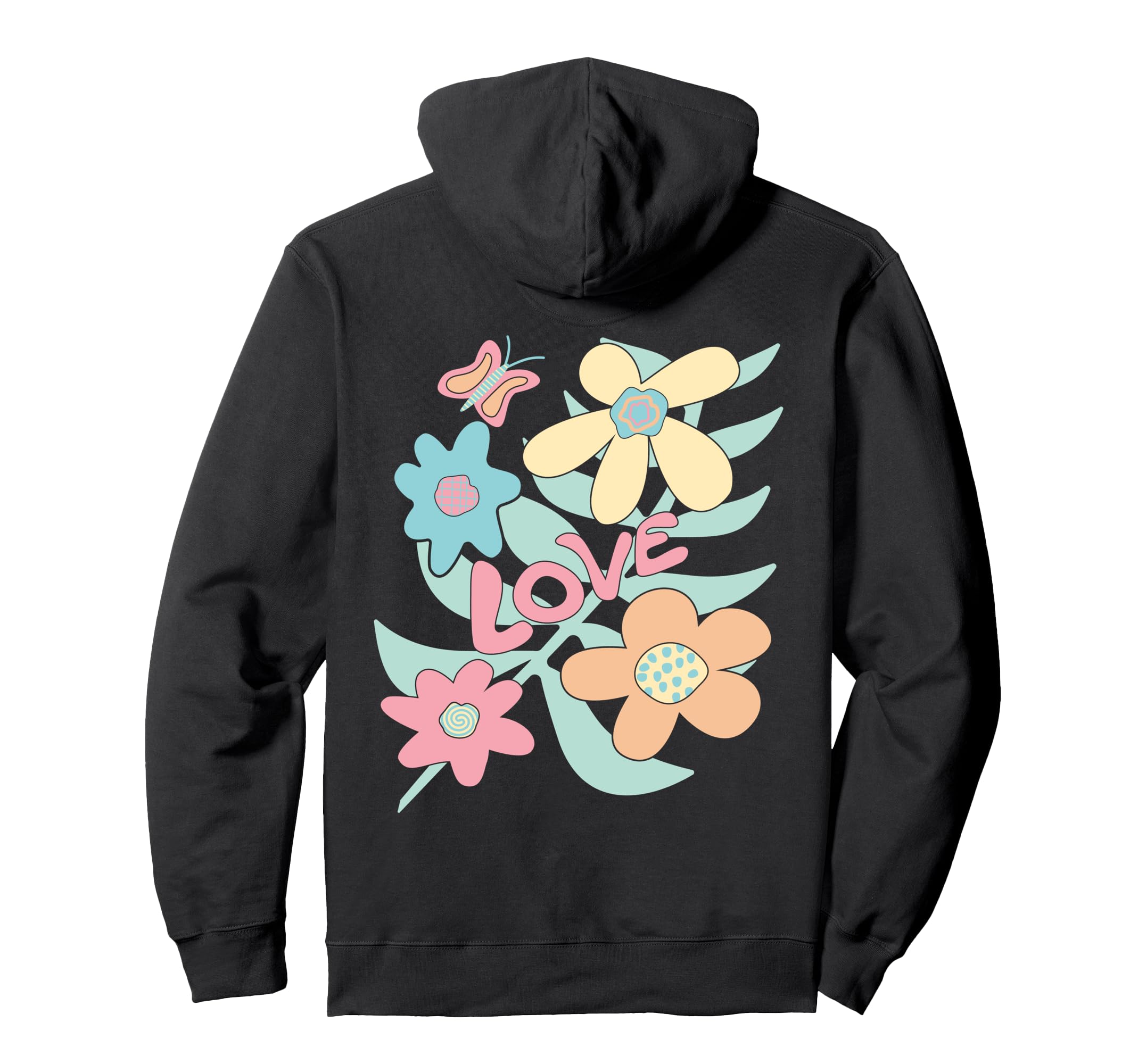 Boho Flowers Back Side Hoodie - Trendy Graphic for Adults - T-Shirt, Sweatshirt, Hoodie