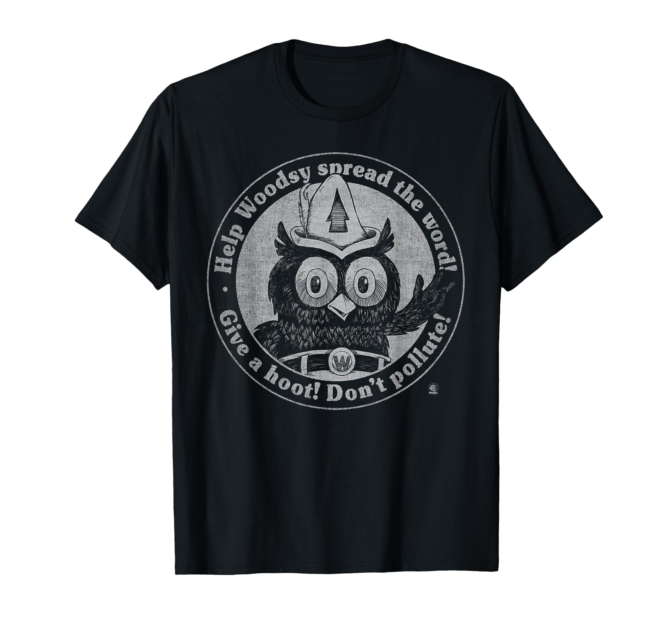 Woodsy Owl Give Hoot Dont Pollute Faded T-Shirt - Novelty Apparel Men Women - T-Shirt, Sweatshirt, Hoodie