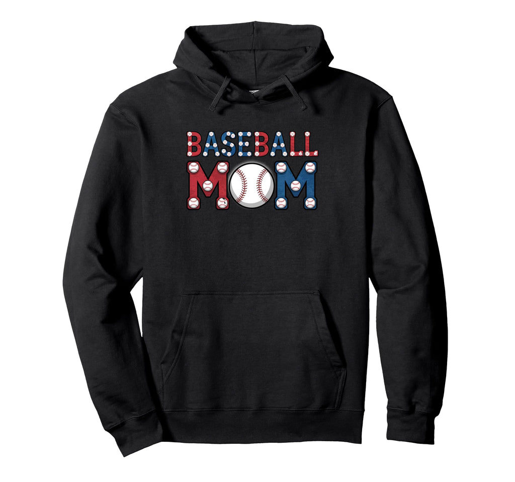 American Baseball Mom Mama Hoodie - Novelty Apparel for Adults - T-Shirt, Sweatshirt, Hoodie