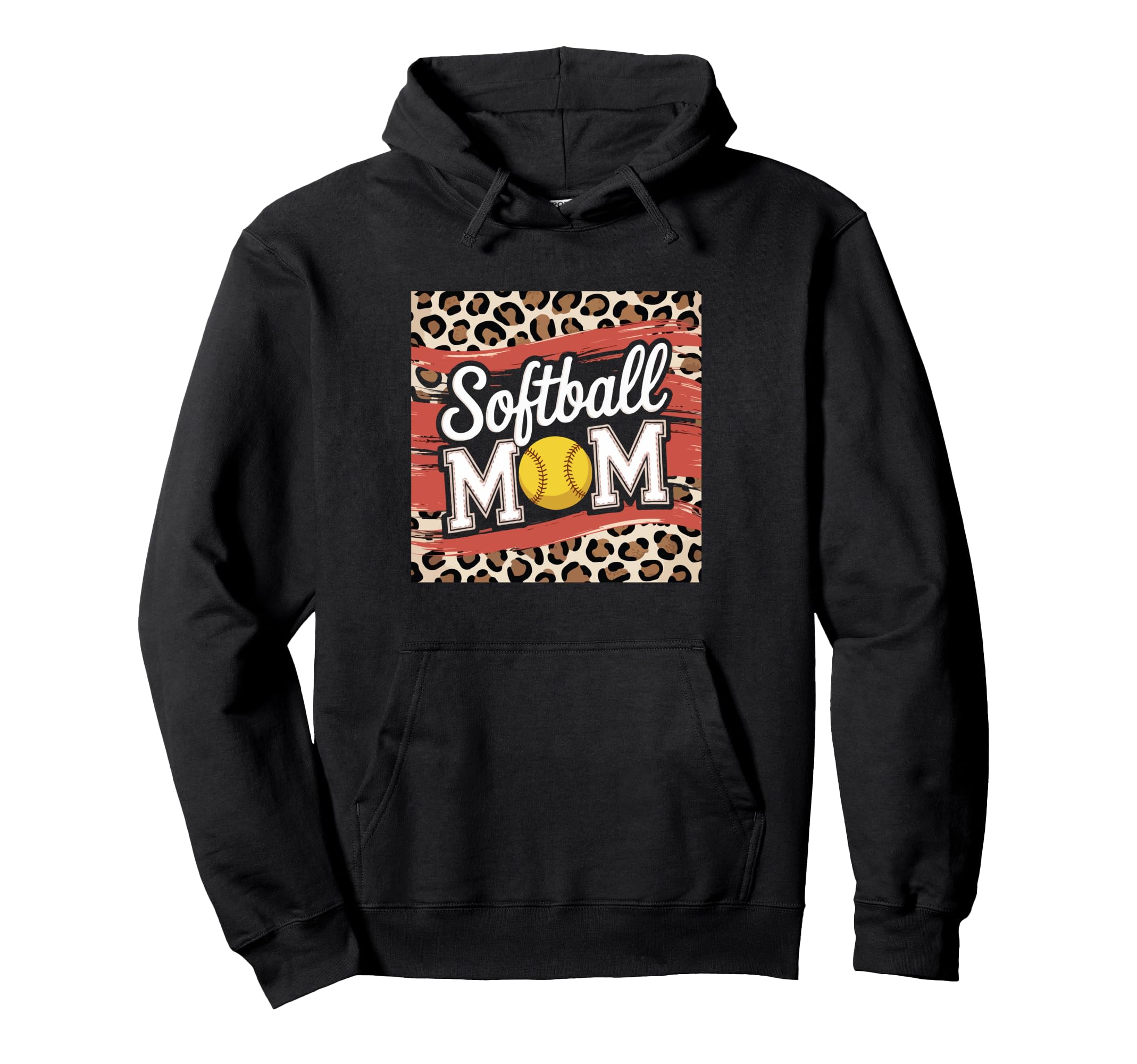 Softball Mom Leopard Funny Baseball Mom Hoodie - Unique Graphic Men Women - T-Shirt, Sweatshirt, Hoodie