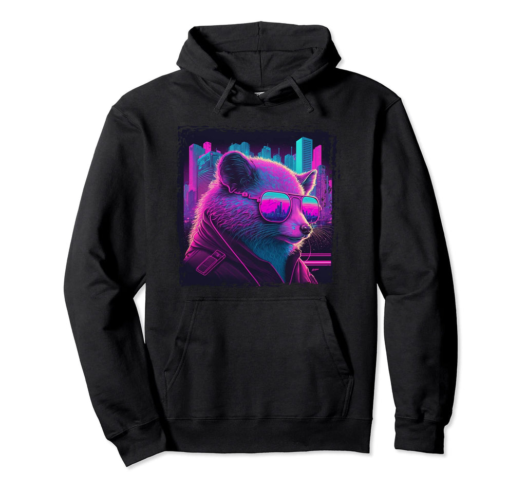 Japanese Aesthetic Synthwave Opossum Hoodie - Graphic Print for Adults - T-Shirt, Sweatshirt, Hoodie