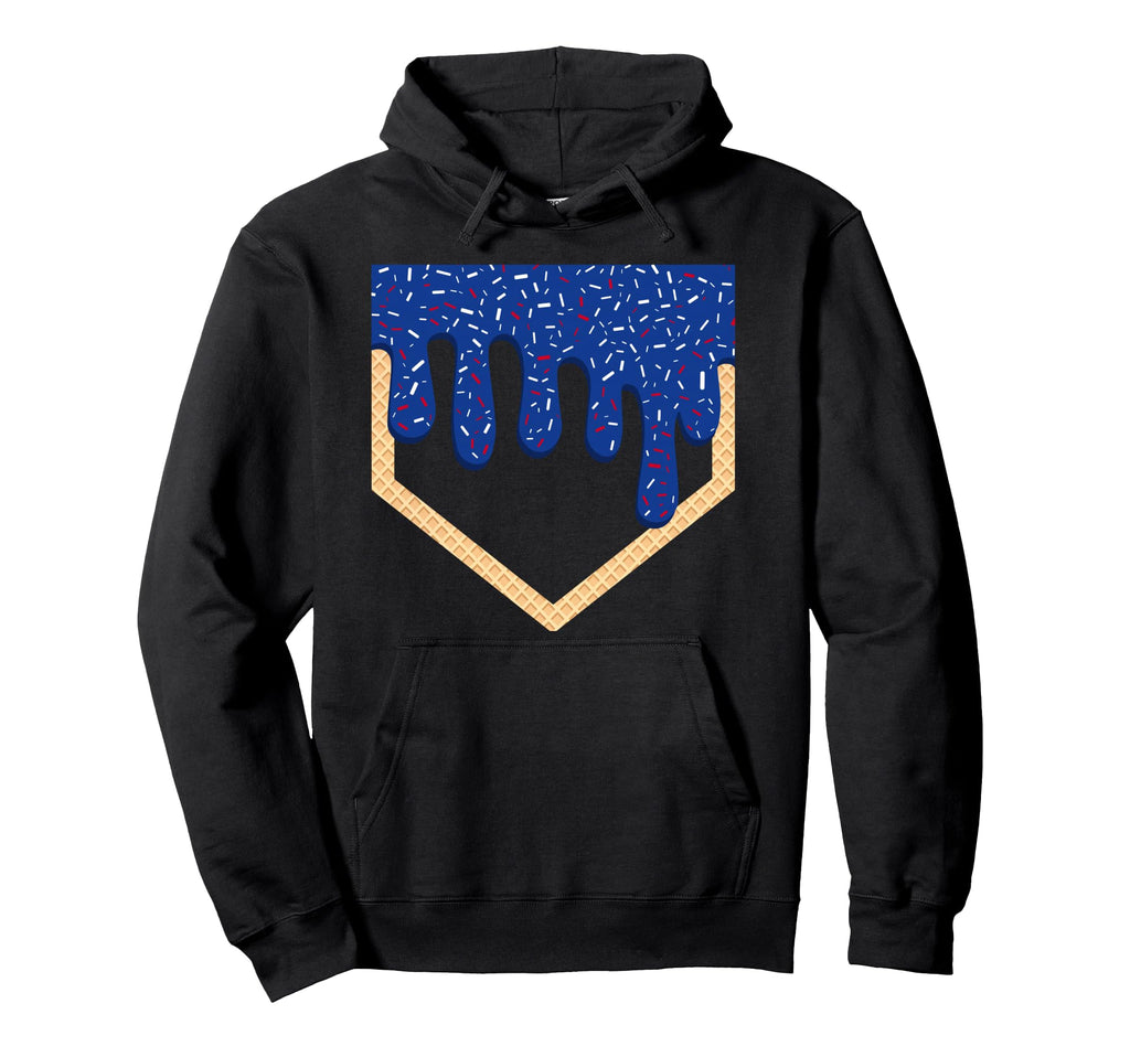 Baseball Ice Cream Drip Dad Home Plate Hoodie - Novelty Apparel for Adults - T-Shirt, Sweatshirt, Hoodie