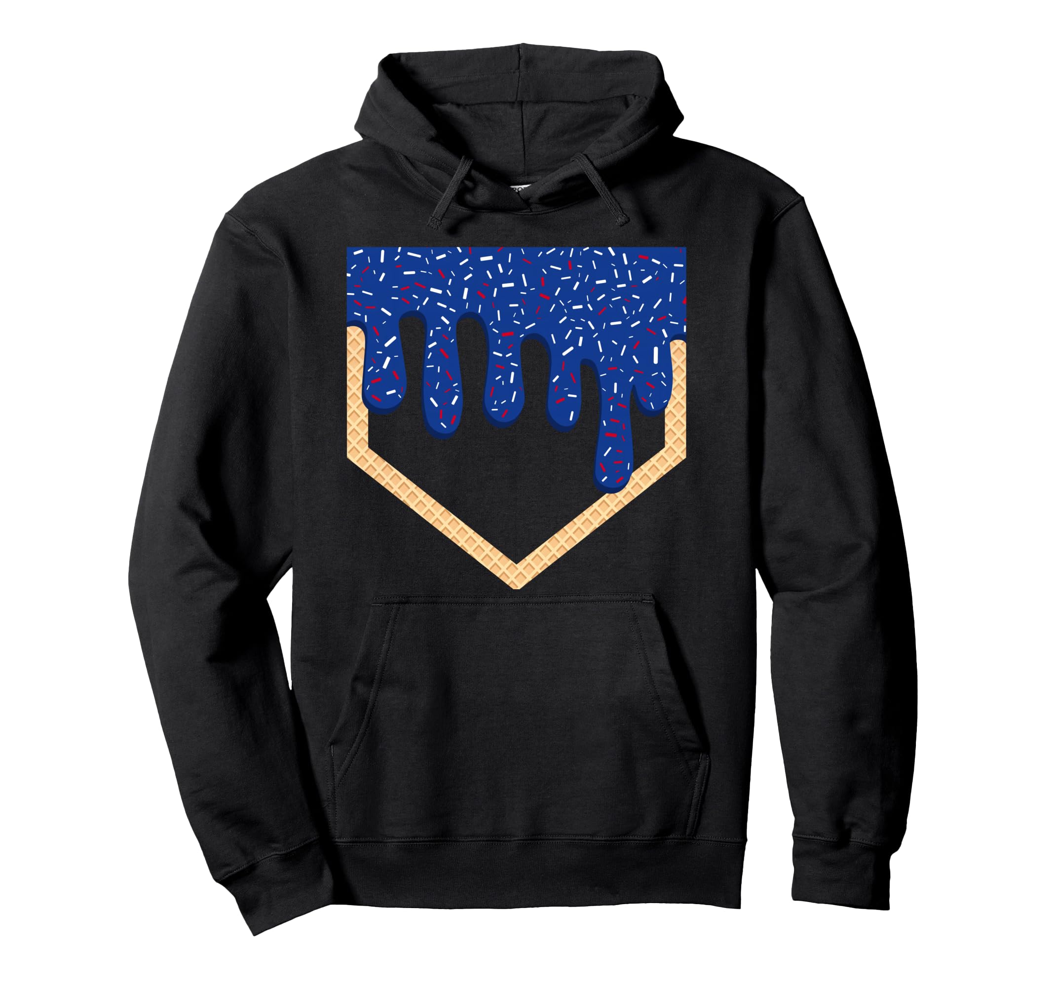 Baseball Ice Cream Drip Dad Home Plate Hoodie - Novelty Apparel for Adults - T-Shirt, Sweatshirt, Hoodie