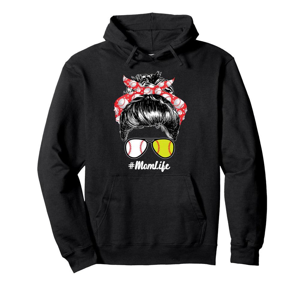 Momlife Softball Baseball Mama Mom Mommy Hoodie - Graphic Print for Adults - T-Shirt, Sweatshirt, Hoodie