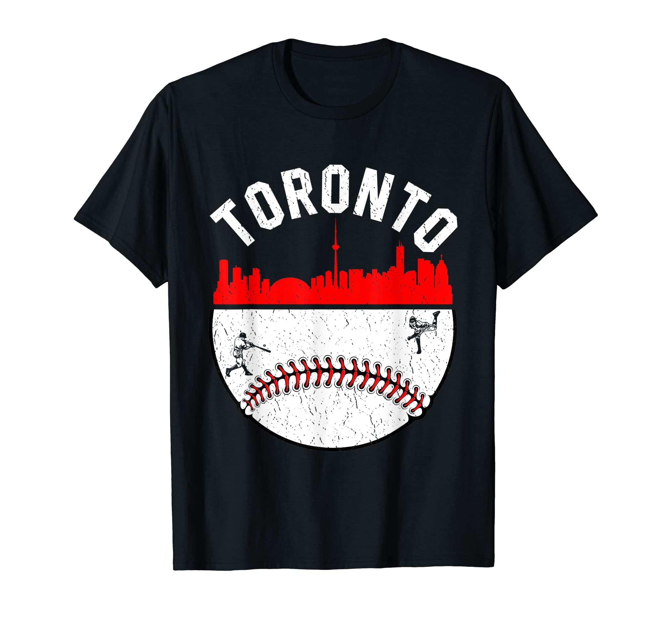 Toronto Cityscape Baseball Distressed T-Shirt - Minimalist Print Unisex - T-Shirt, Sweatshirt, Hoodie