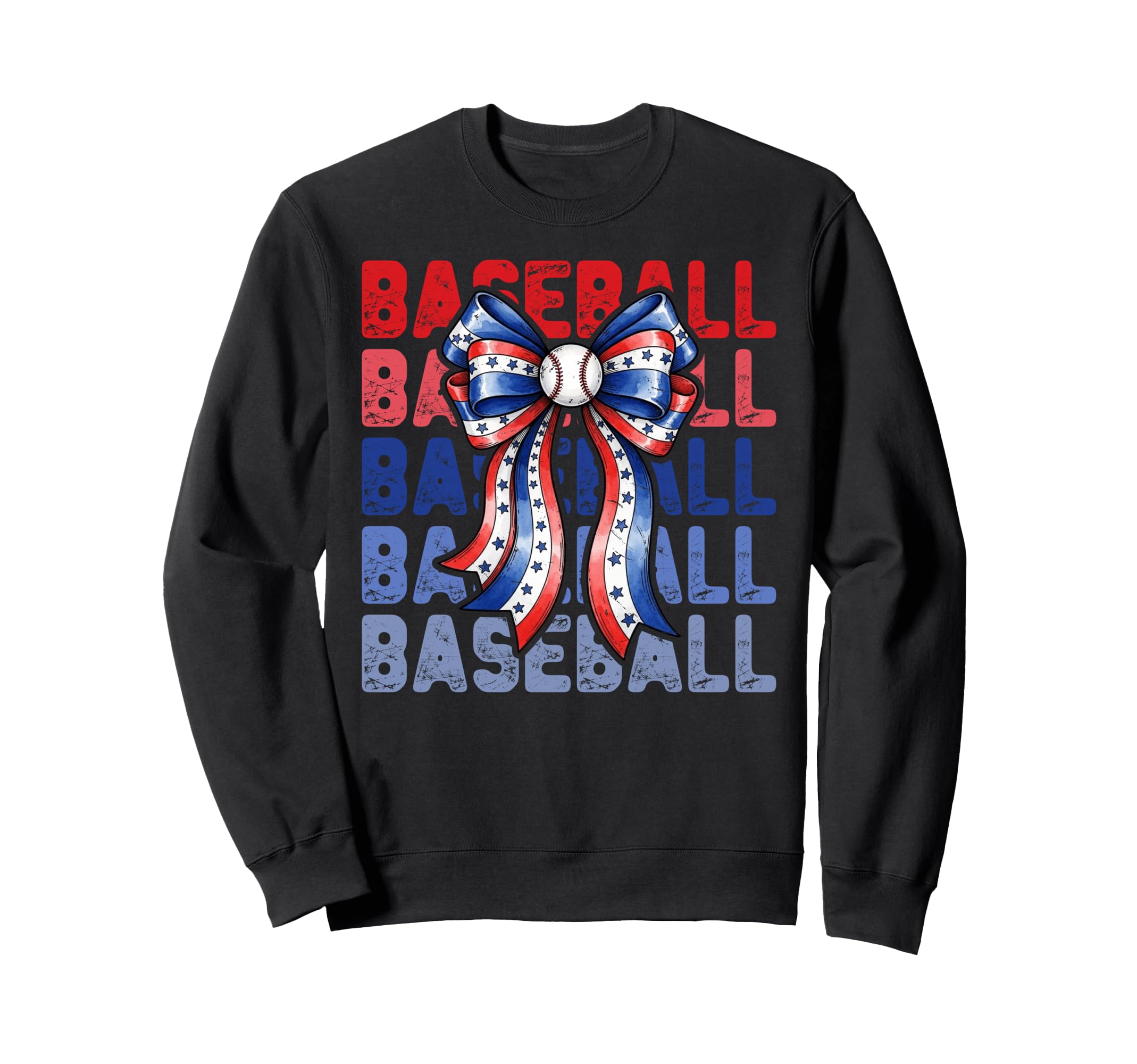 Baseball Patriotic Usa Flag Bow Sweatshirt - Custom Art Print Unisex - T-Shirt, Sweatshirt, Hoodie